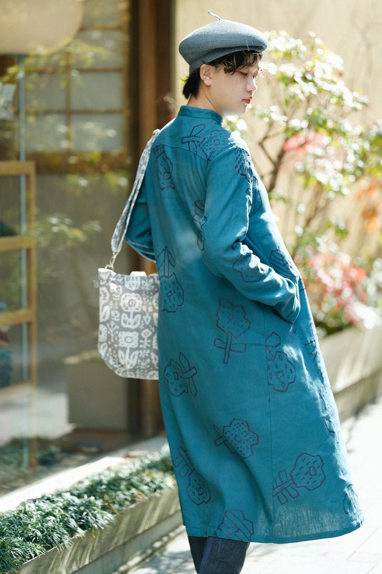 大麻人造丝自行车连衣裙/哈纳纳奇拉西鸭羽毛颜色（Kamono Hirao）