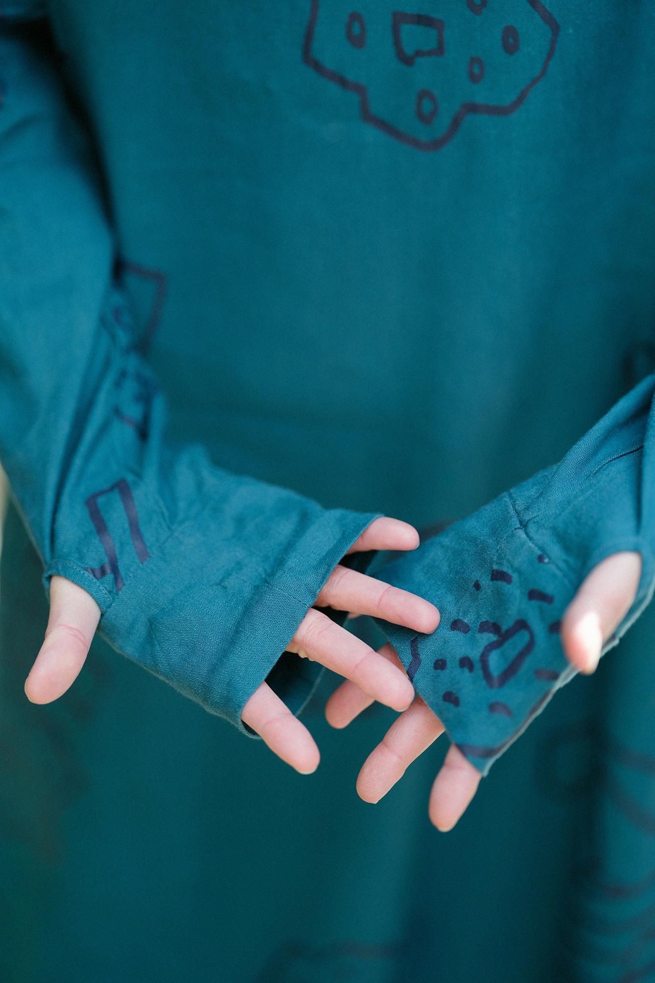 大麻人造丝自行车连衣裙/哈纳纳奇拉西鸭羽毛颜色（Kamono Hirao）