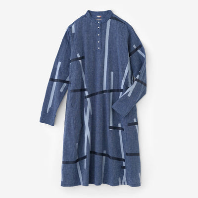 Cotton-linen Blend BIKE One-piece Dress / Tobi Greyish Ultramarine