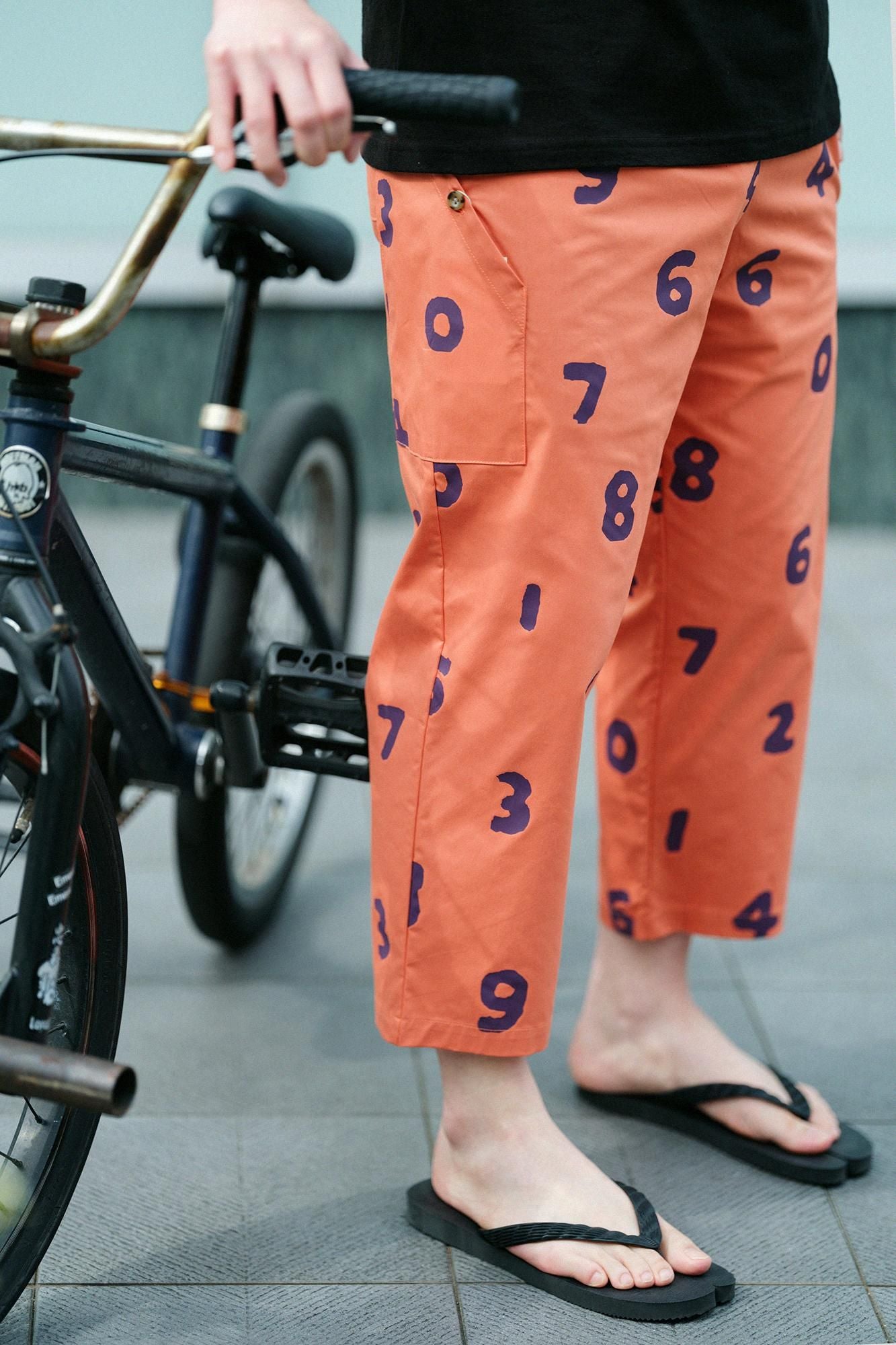 斜紋 BIKE 七分褲／SO-SU-U十數 橙色