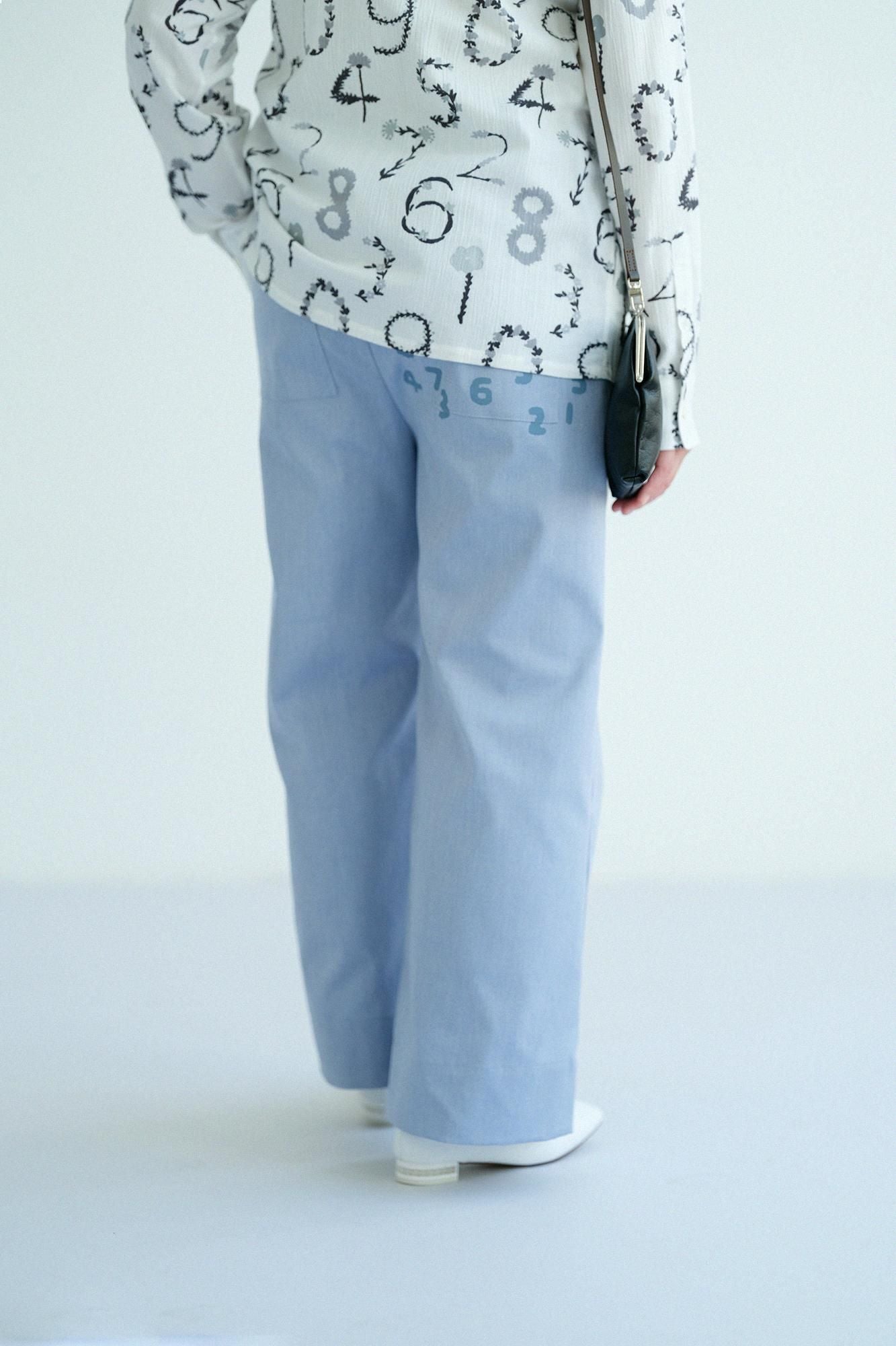 Oxford Fabric Wide Pants / Pale Blue