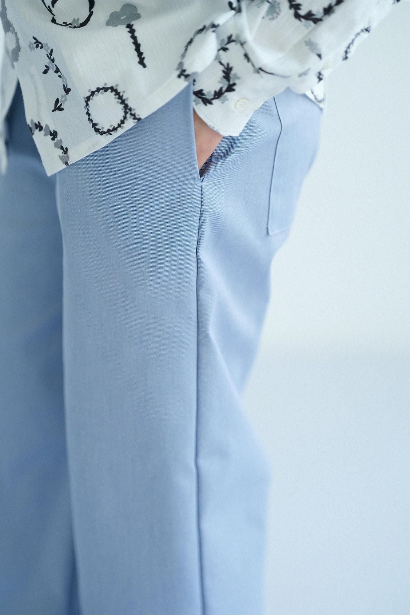 Oxford Fabric Wide Pants / Pale Blue