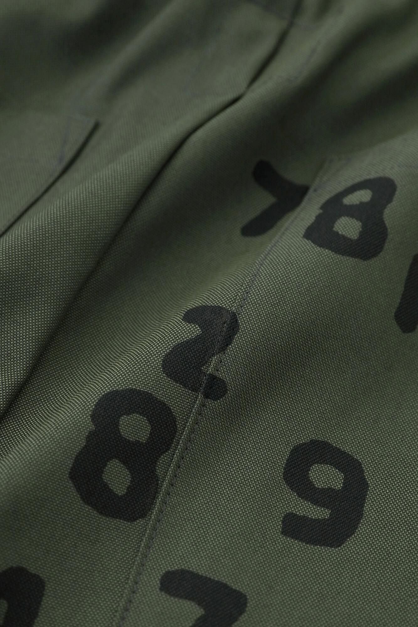 Stretch Oxford Fabric Wide Pants / Moss Green