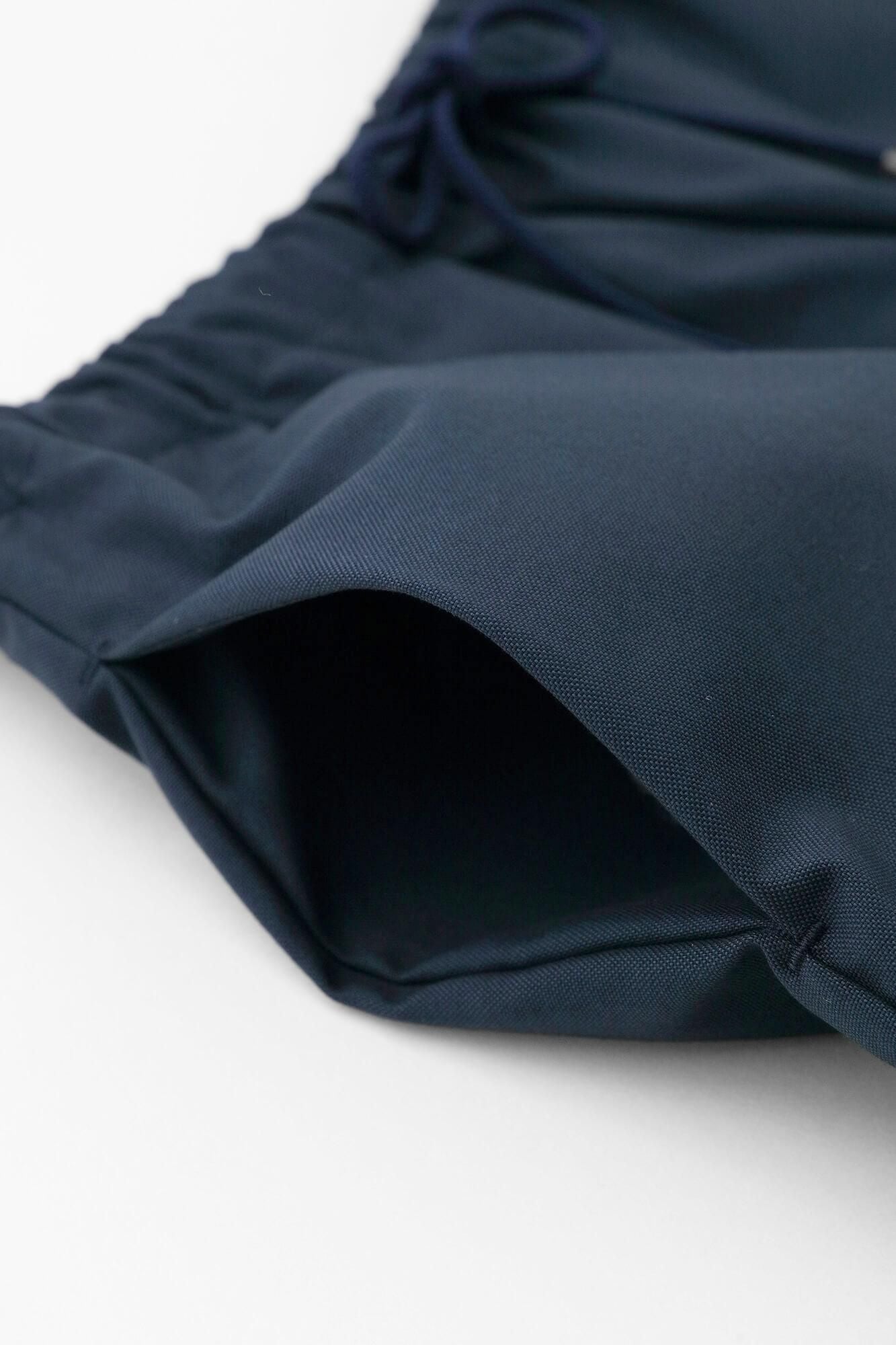 彈性牛津布闊腿褲／藍黑色