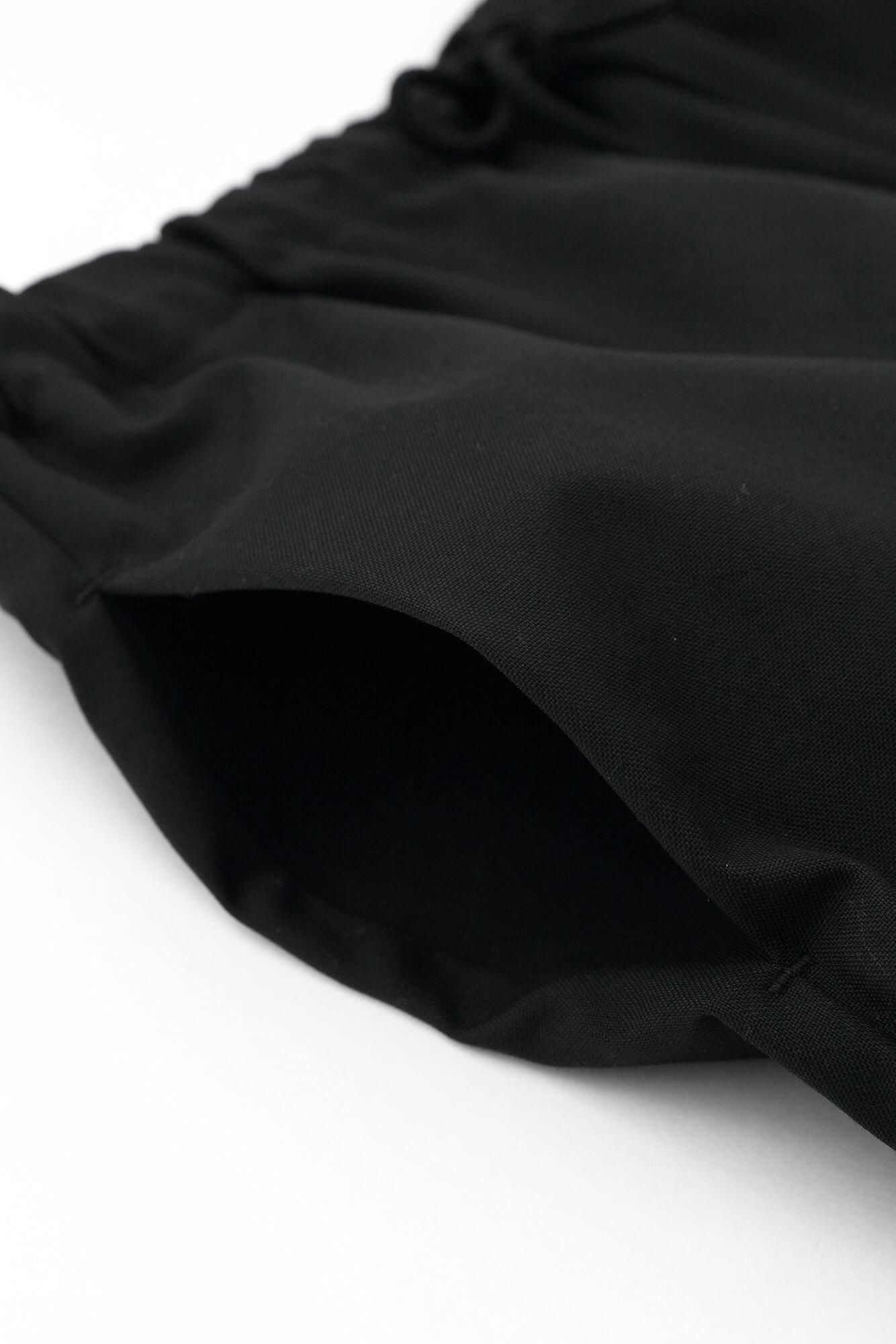 Stretch Oxford Fabric Wide Pants / Black