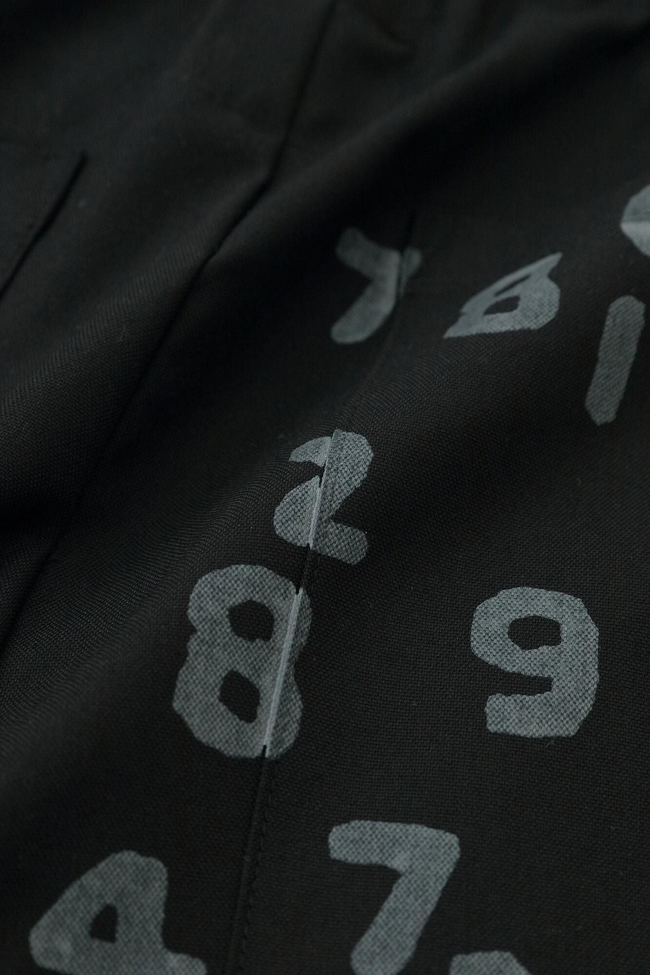 Stretch Oxford Fabric Wide Pants / Black