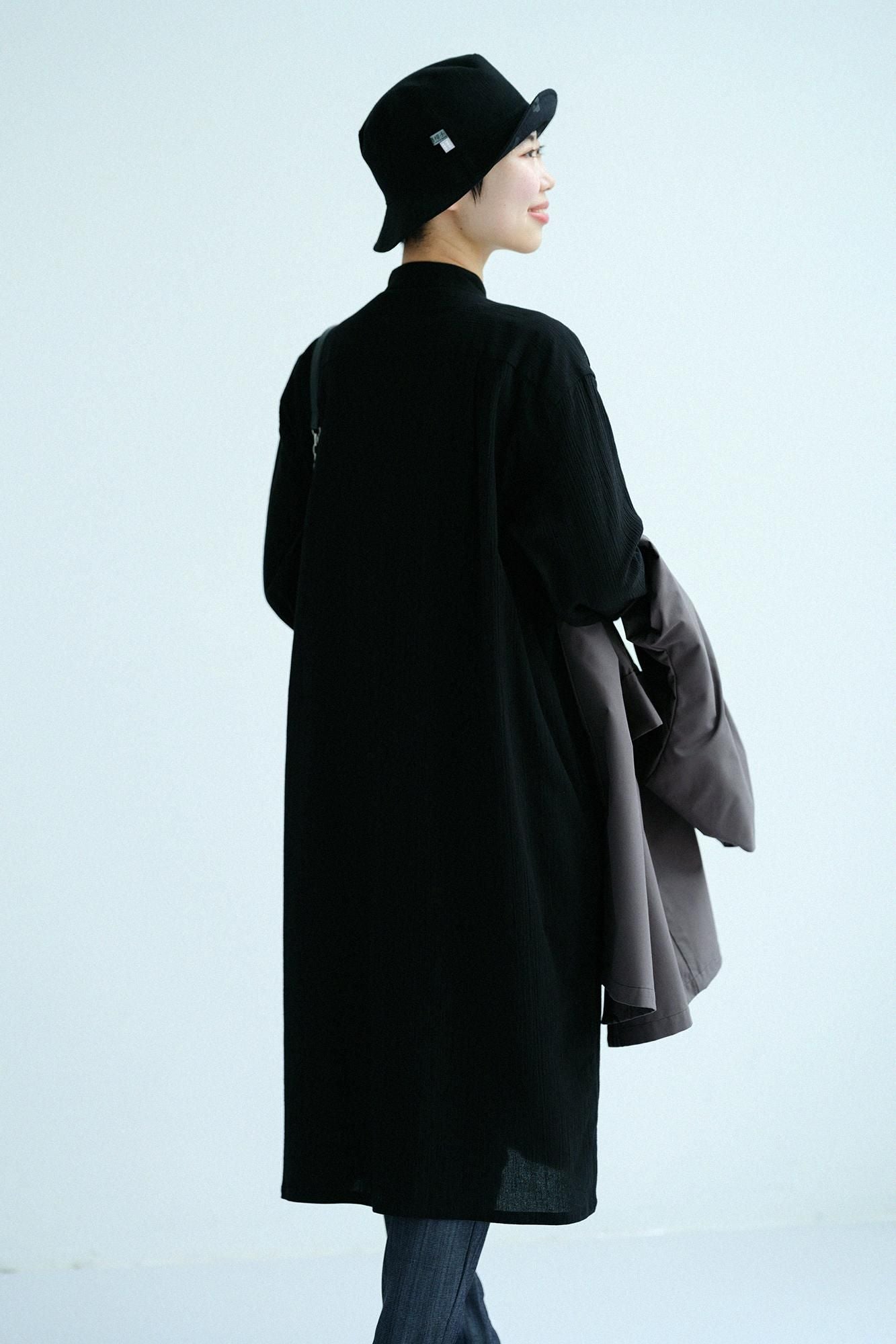 Chizimi Cotton 20/20 Gran Shirt Dress / Black