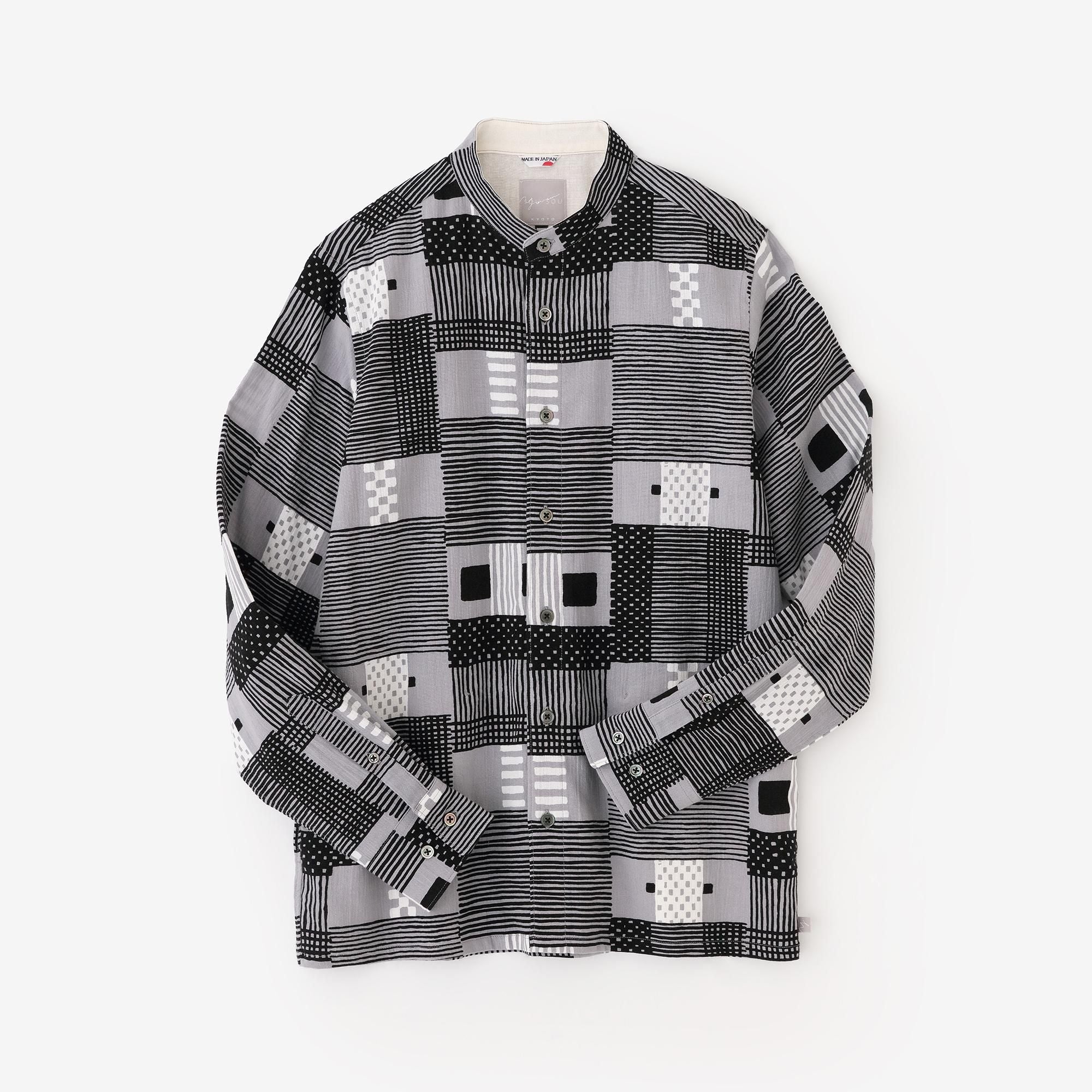 Chizimi Cotton 20/20 Stand Collar Long-sleeved Shirt SP/ Weave