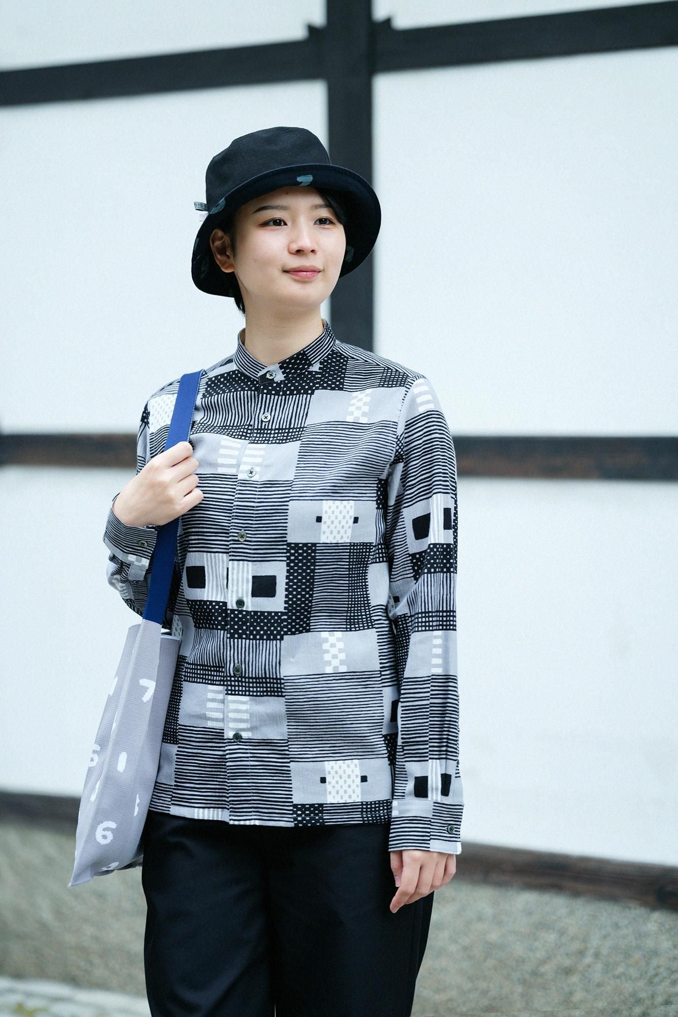 高島縮 20/20 スタンドカラーシャツ SP／織り