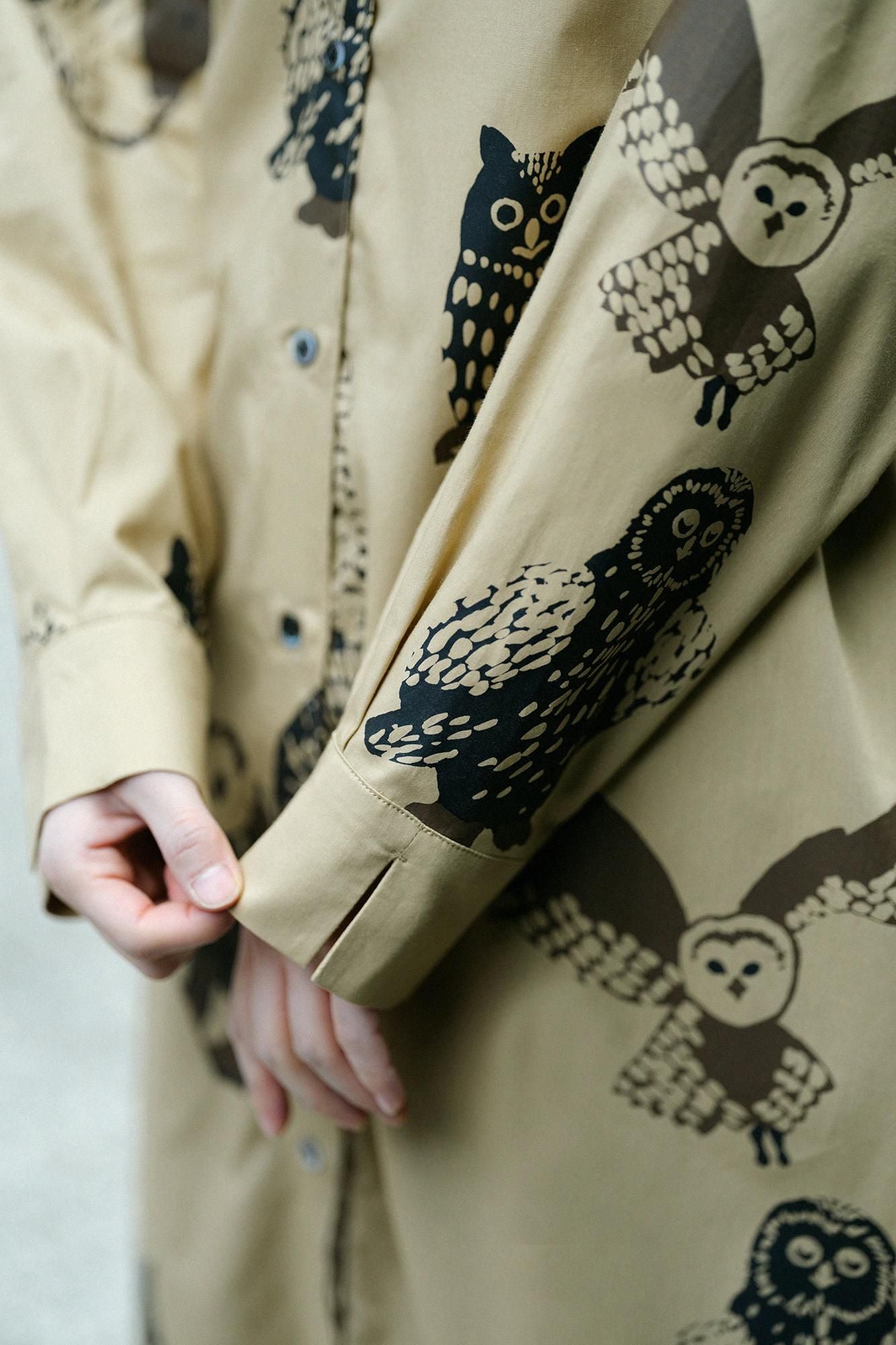 Coton Tencel Grand Shirt Robe / Owl Hashiba Miiro