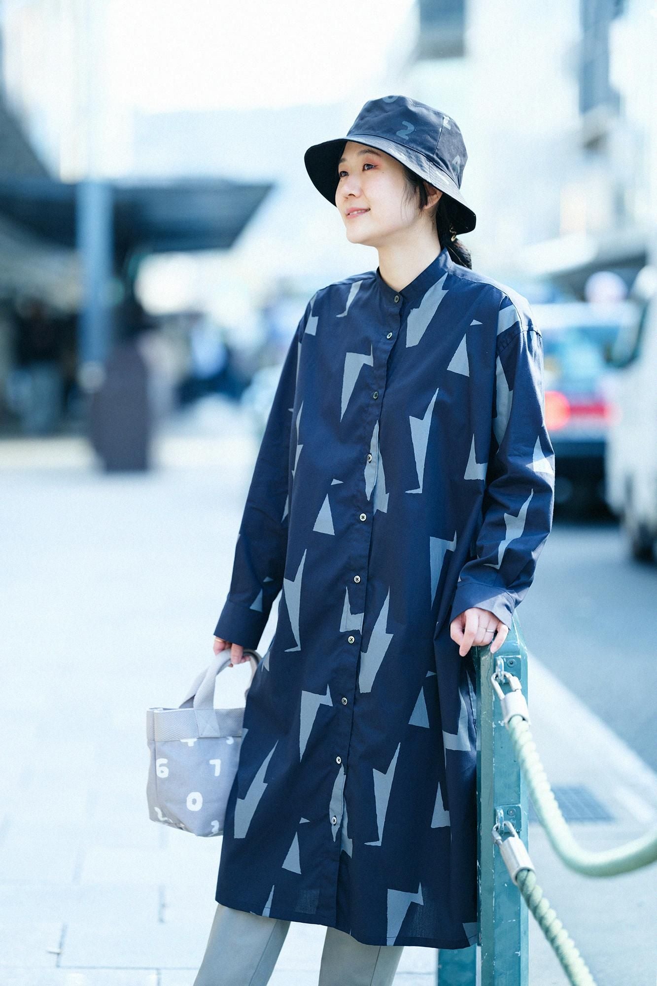 Cotton Tencel Gran Shirt Dress / Thunderbolt Dark Blue