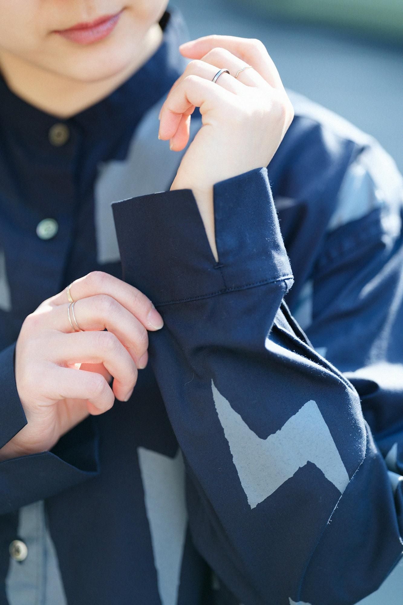 Cotton Tencel Gran Shirt Dress / Thunderbolt Dark Blue