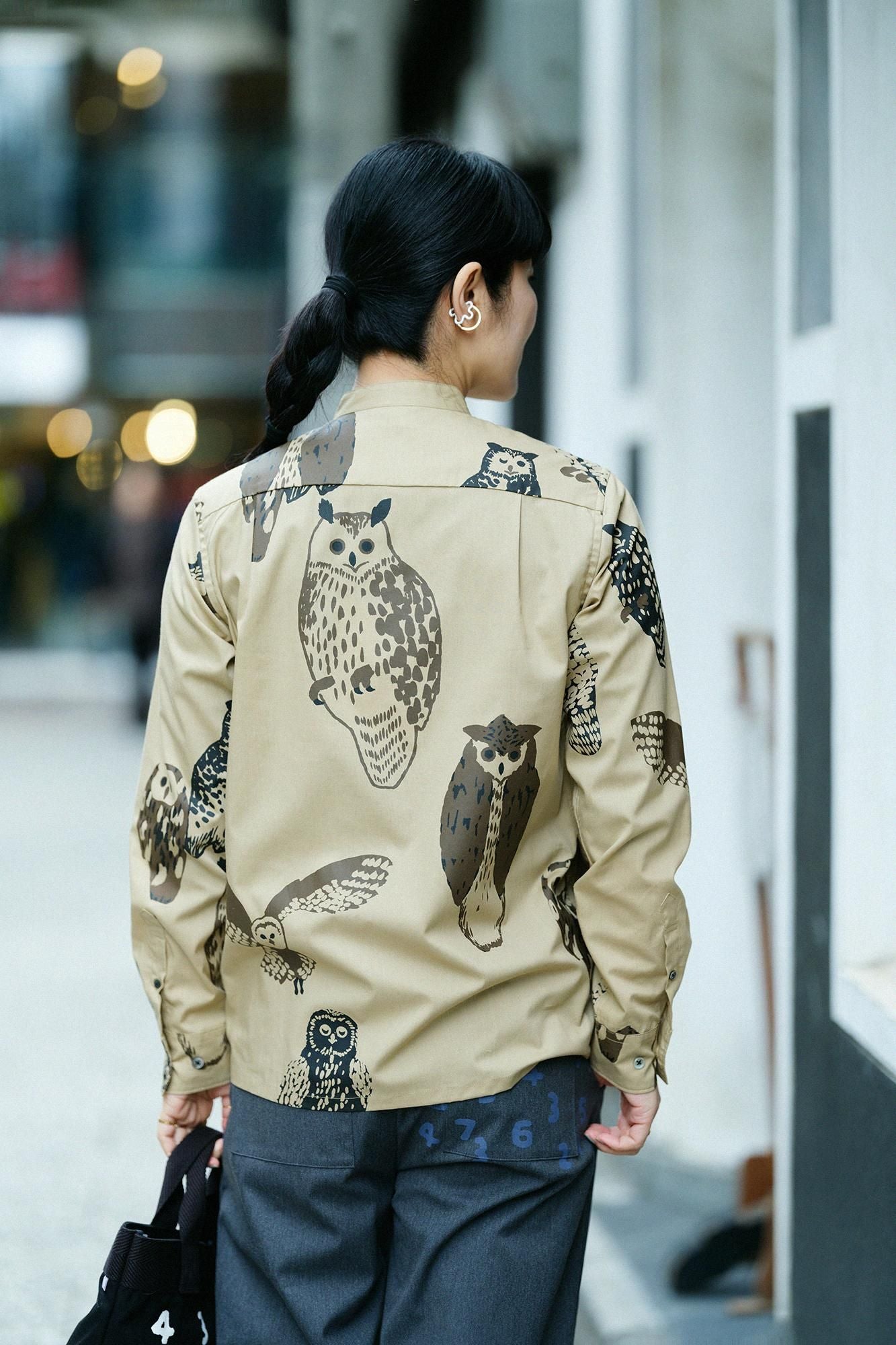 棉花架支架领子衬衫SP/OWL HASHIBA MIIRO