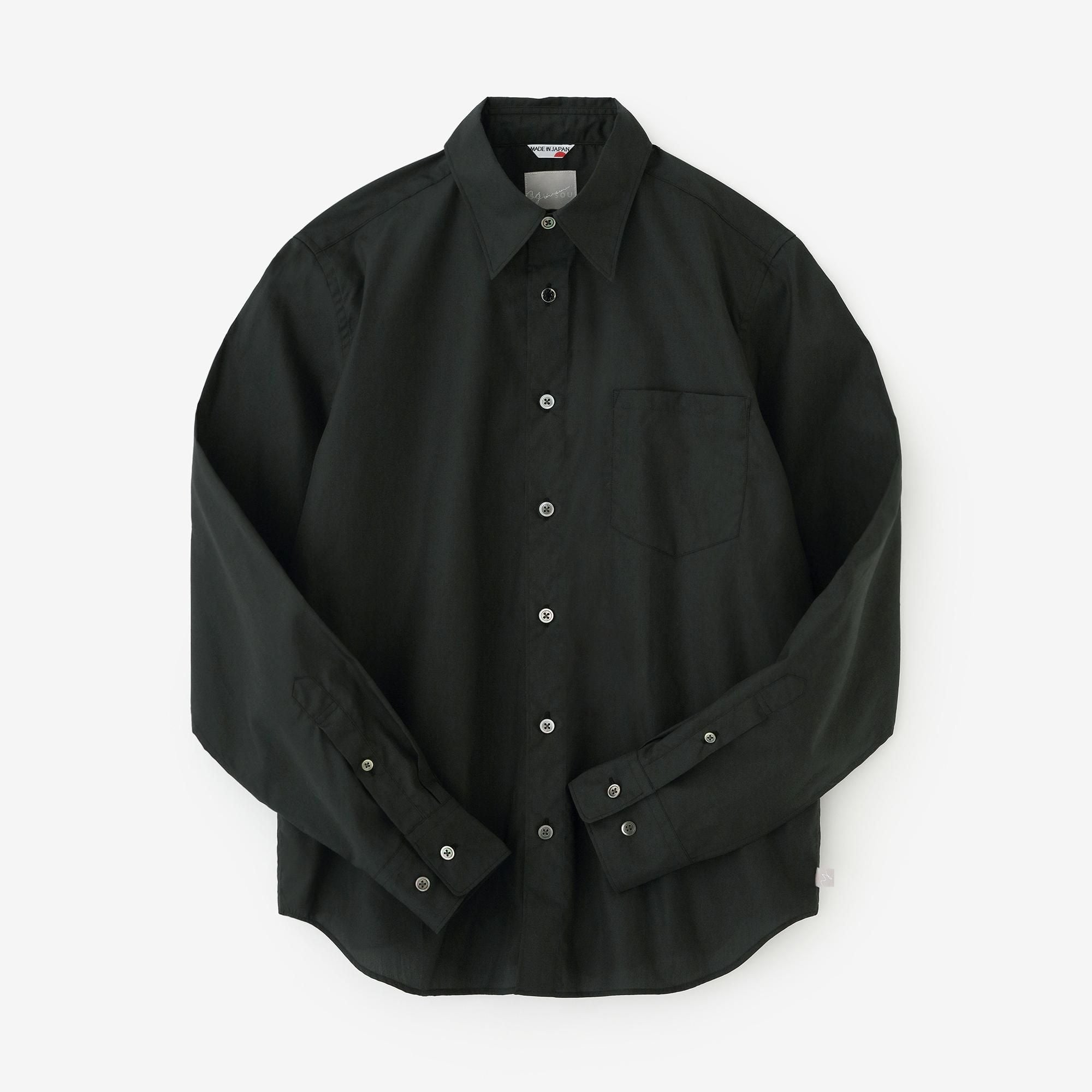 200雙線密織平紋布襯衫／黑色