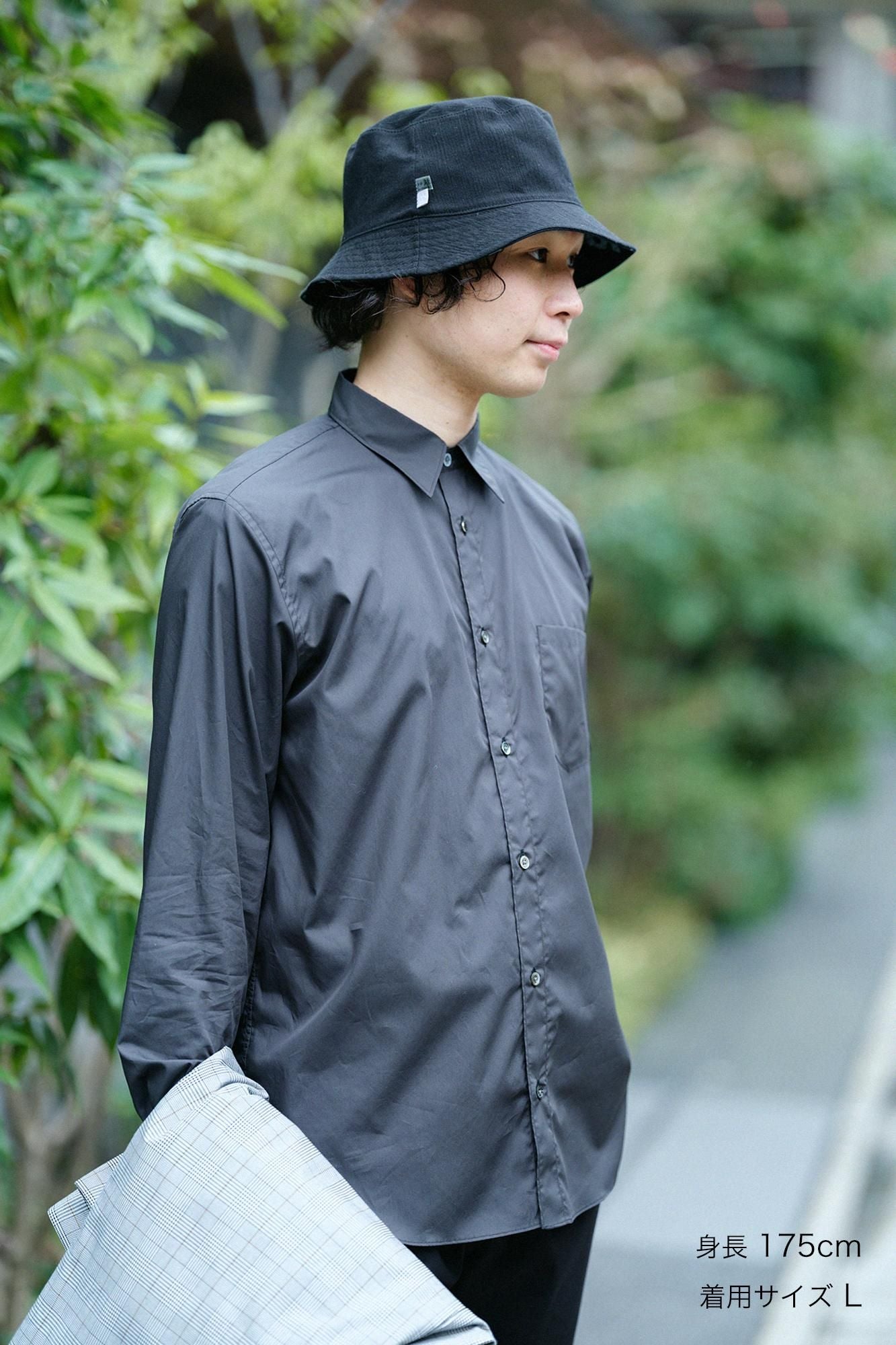 200雙線密織平紋布襯衫／黑色