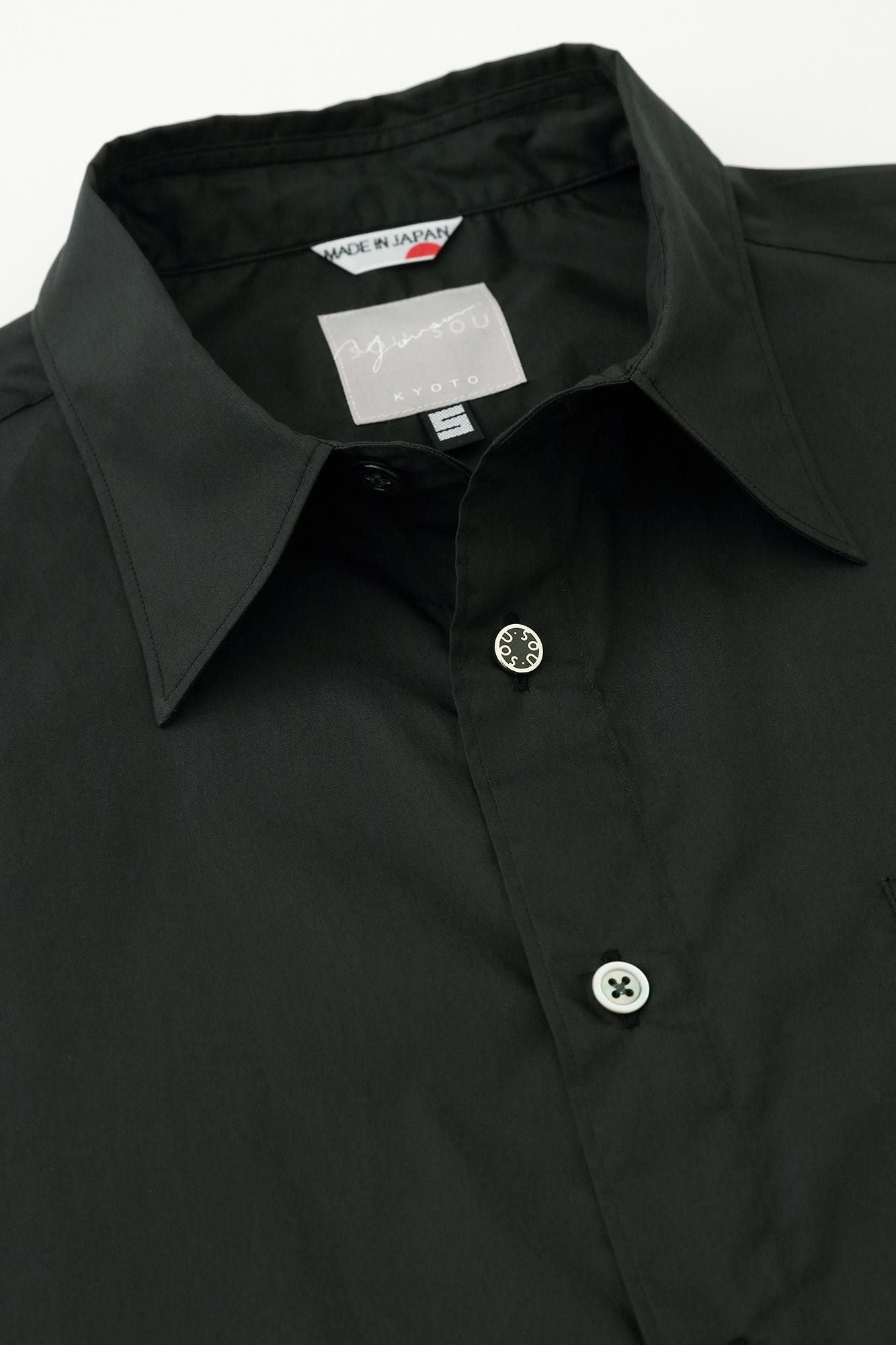 200雙線密織平紋布襯衫／黑色