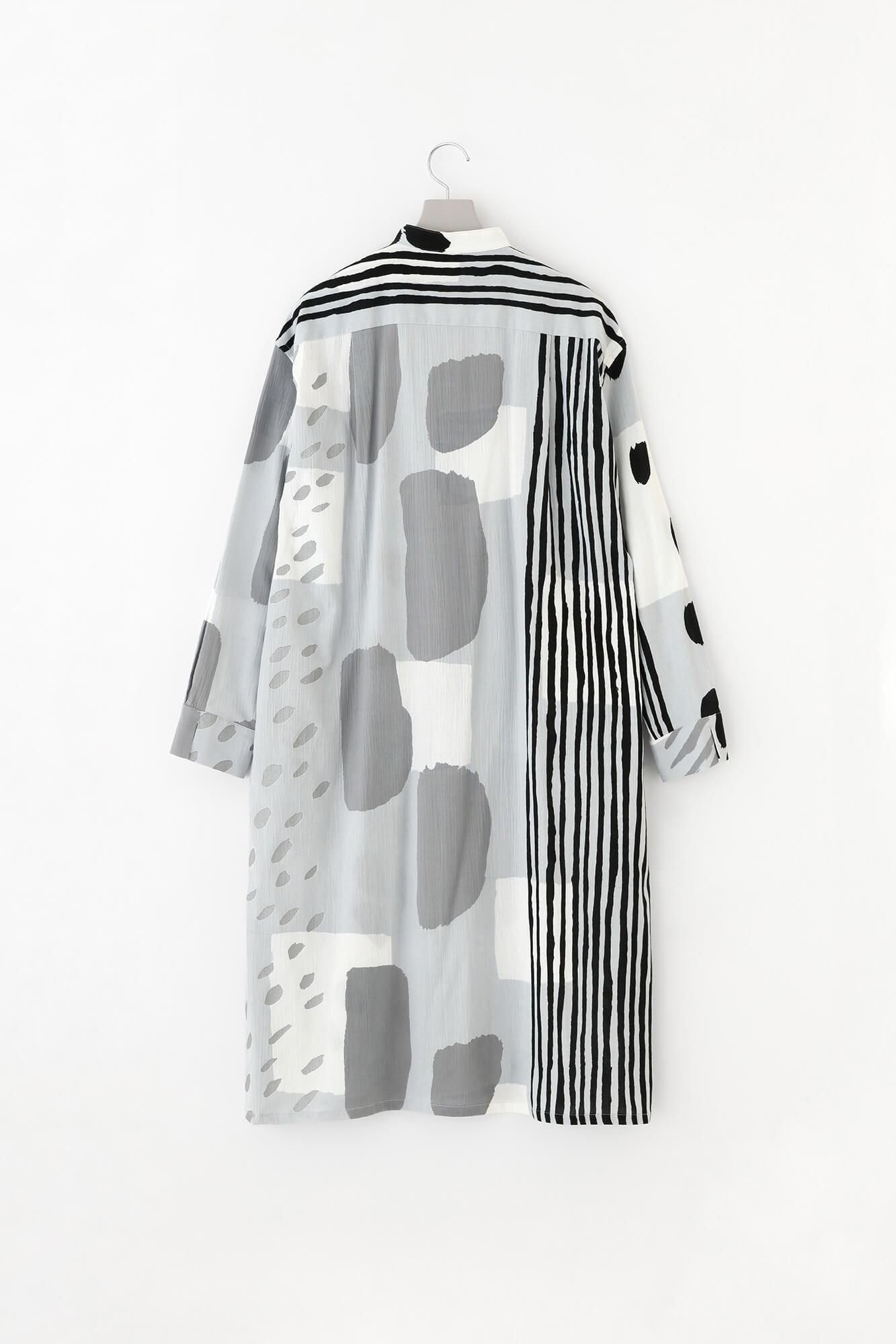 高島縮 20/20 グランシャツワンピース／路地（ろじ）