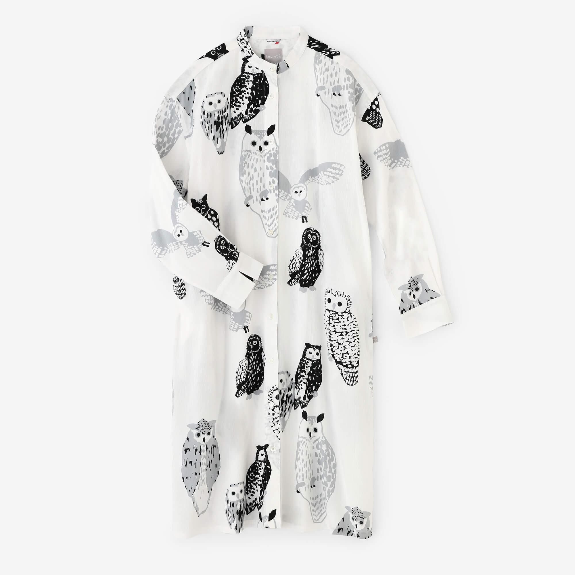 高島縮 20/20 グランシャツワンピース／ふくろう