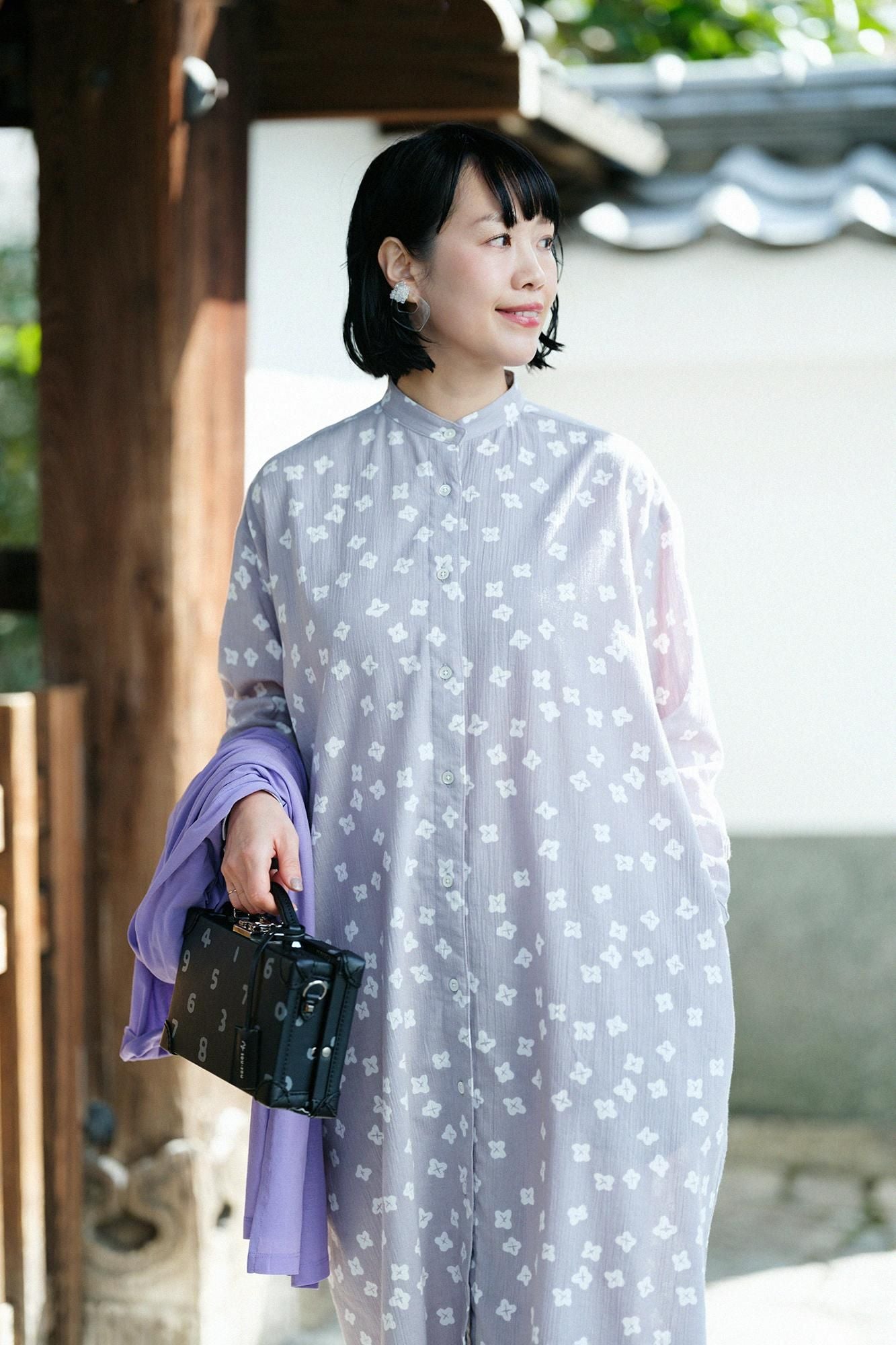 Chizimi Cotton 20/20 Gran Shirt Dress / Tiny Flowers