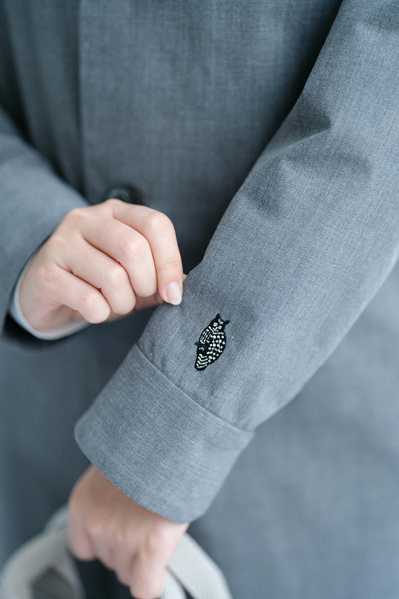 防潑水天氣布CL長外套/淡灰色× SO-SU-U十數