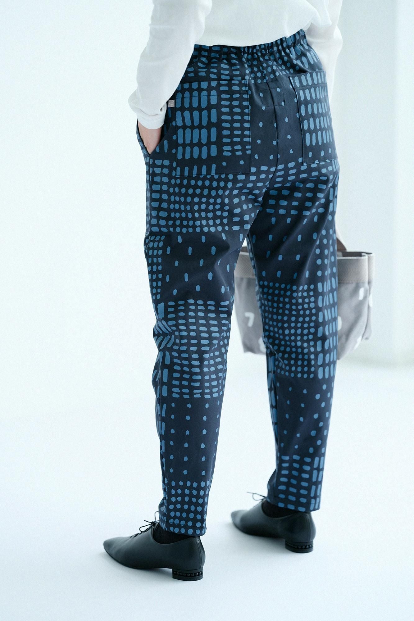 高密度卡其布休閒窄管長褲/敷石藍黑色