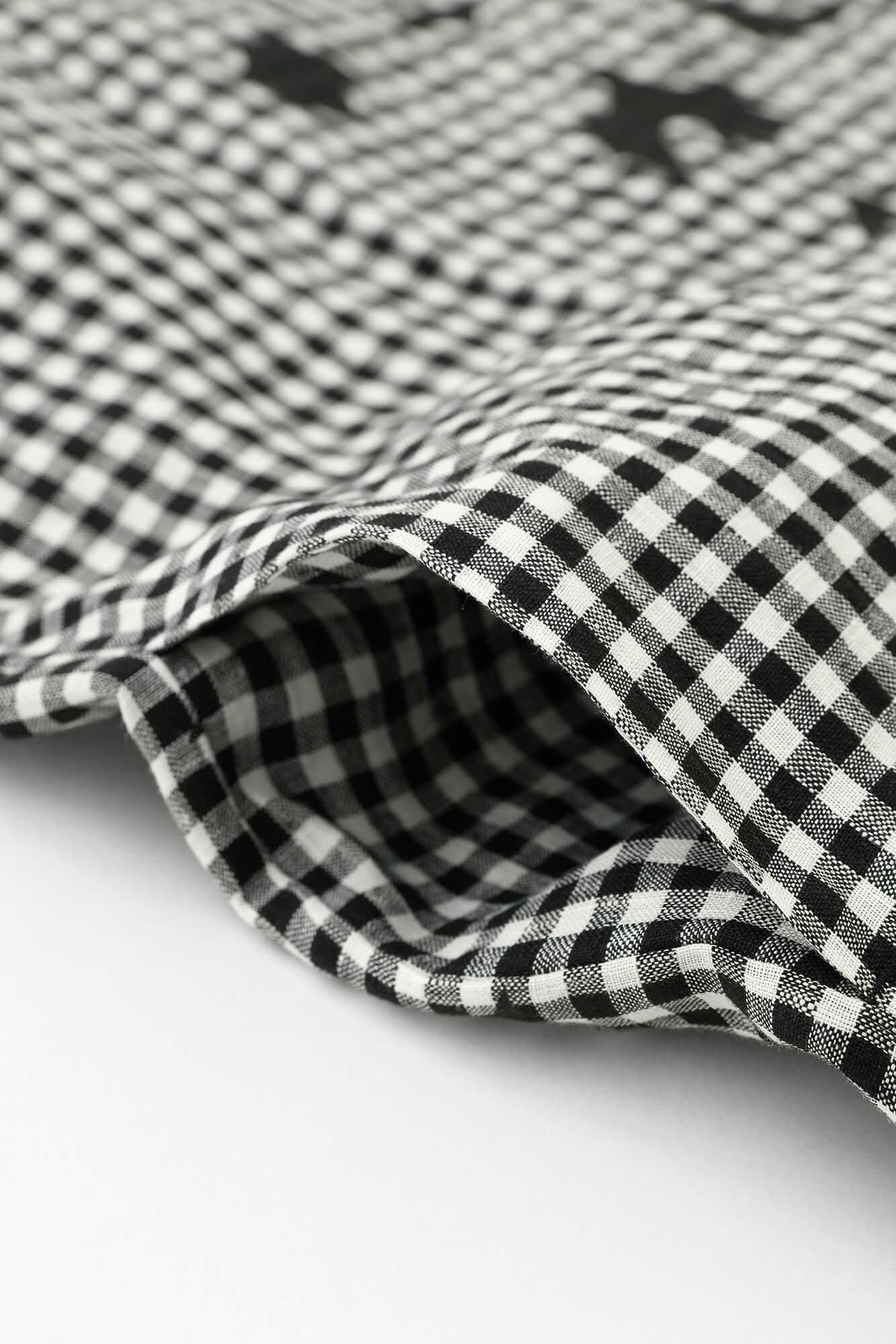 린넨 체크 그란 원피스／오오라카와 여백