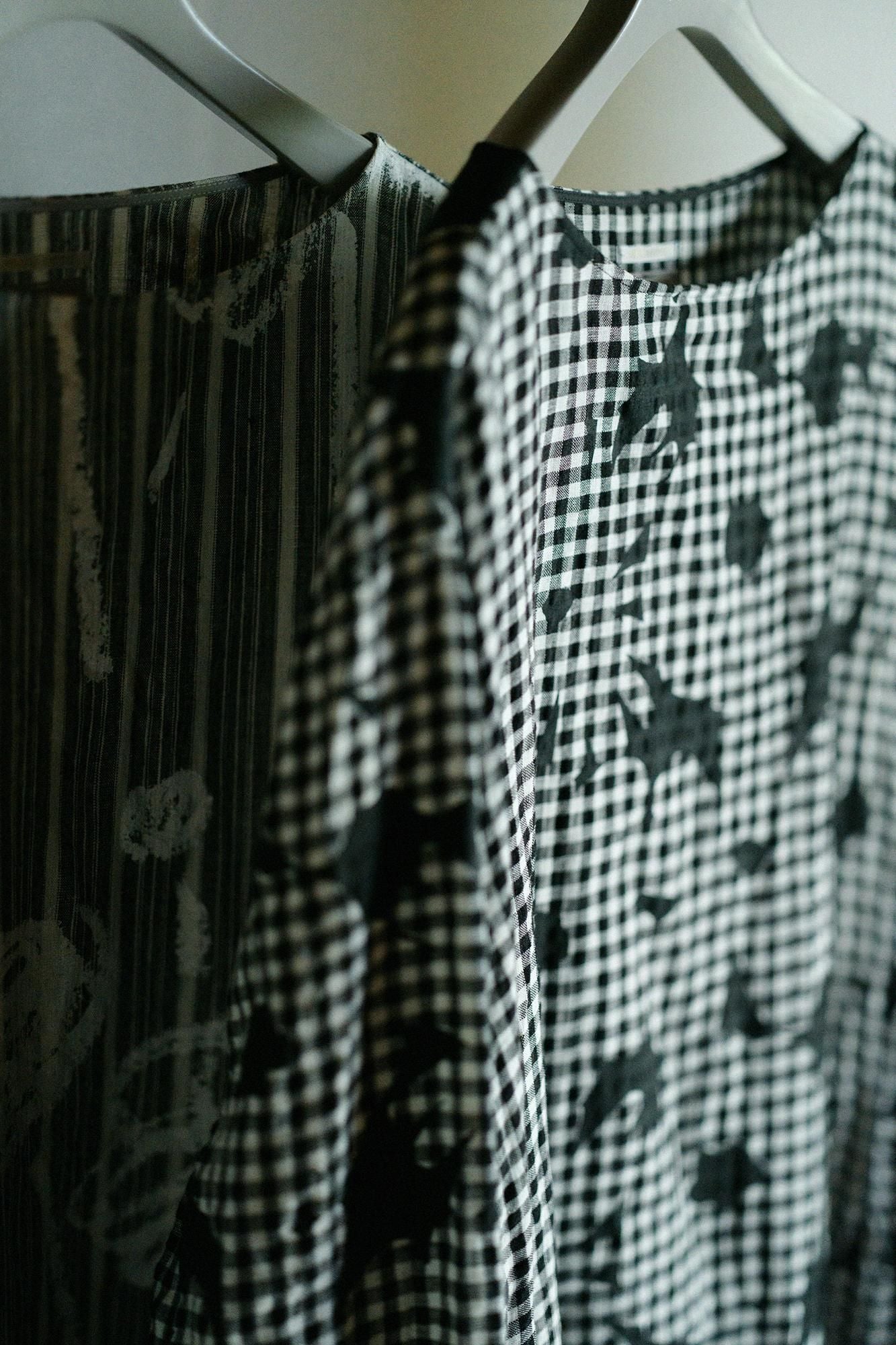 린넨 체크 그란 원피스／오오라카와 여백