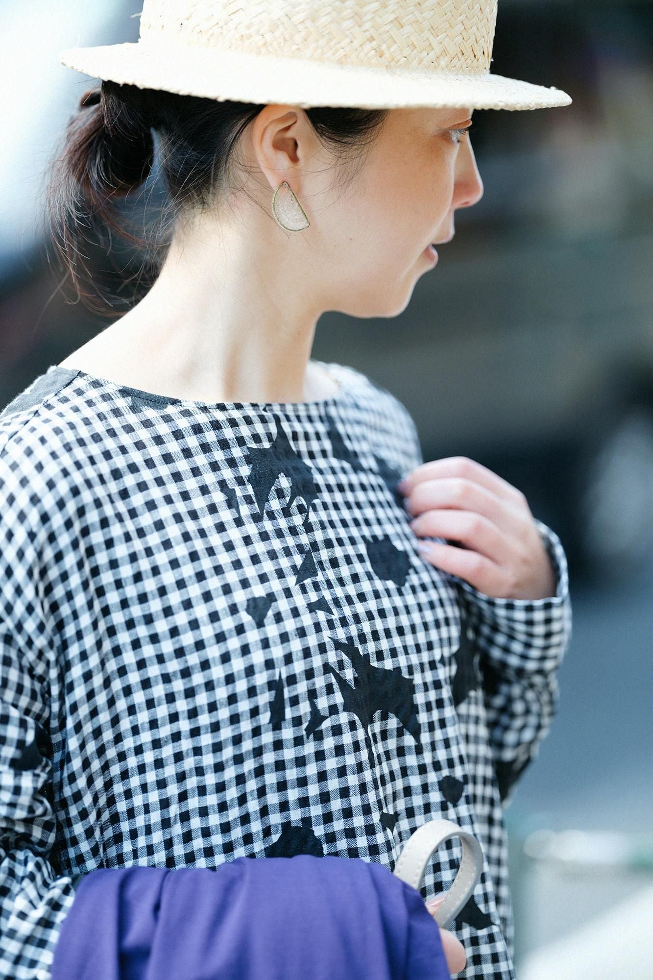 린넨 체크 그란 원피스／오오라카와 여백