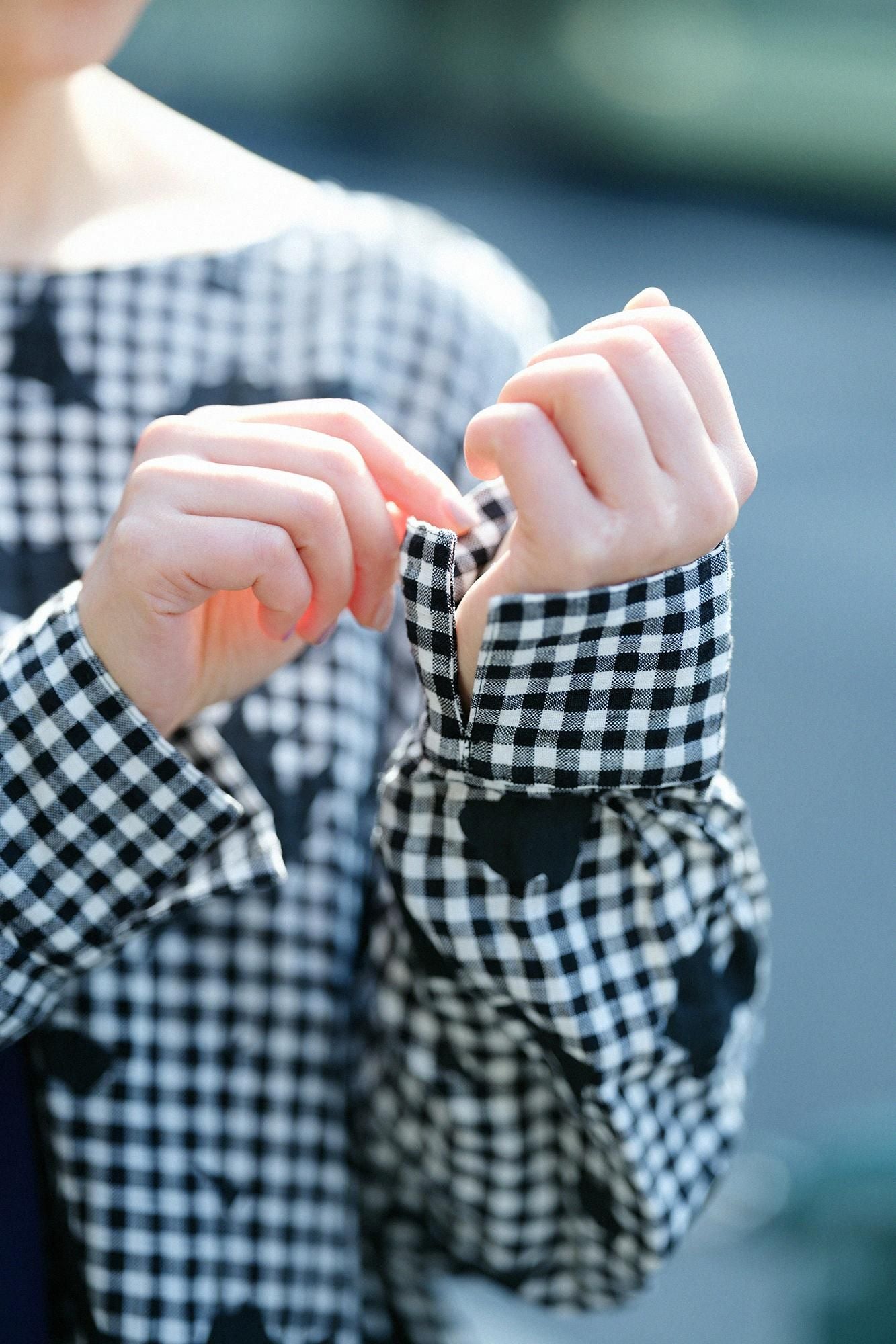 린넨 체크 그란 원피스／오오라카와 여백