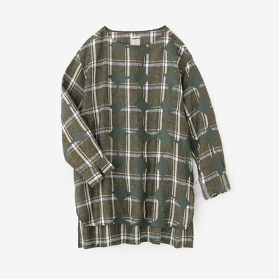 【Online】Linen Check Gran Tunic／Marbles and Blank