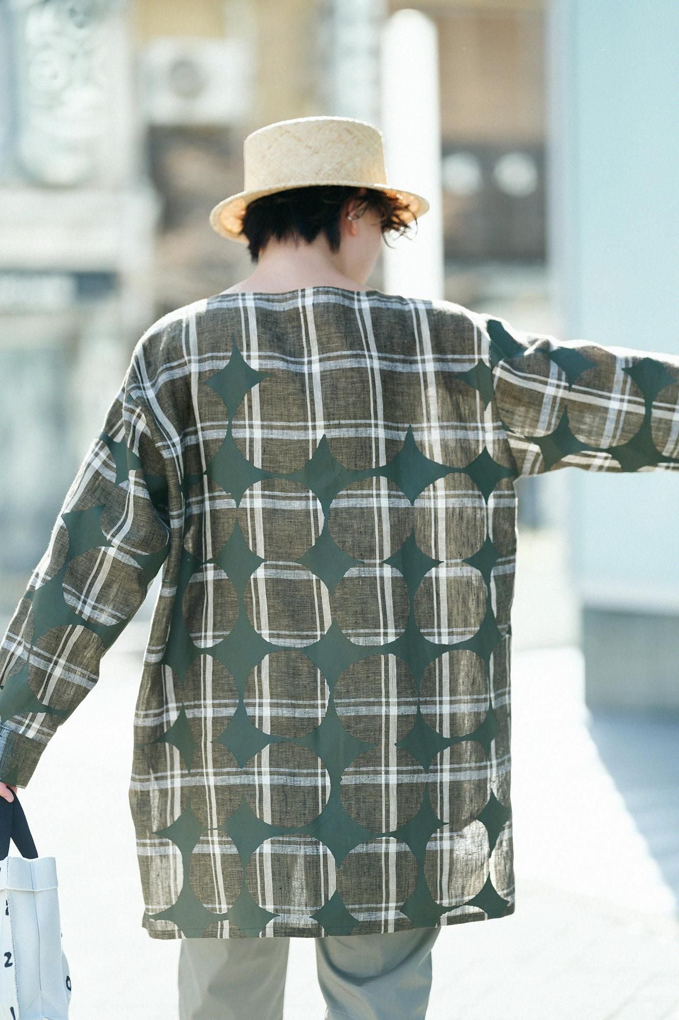 【Online】Linen Check Gran Tunic／Marbles and Blank