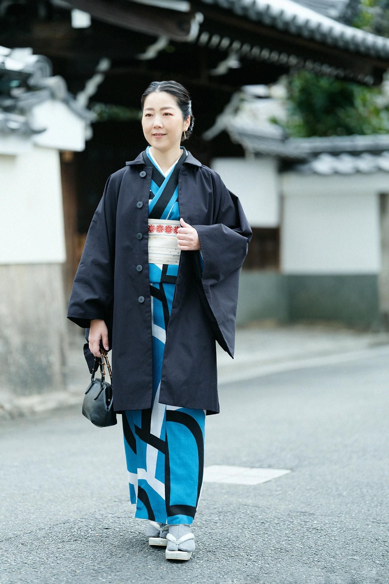 綾織 角袖ステンカラーコート