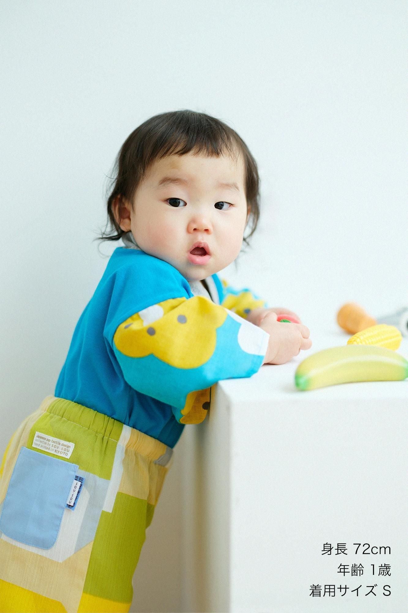 ●小袖風靡上衣／淡藍色×微笑