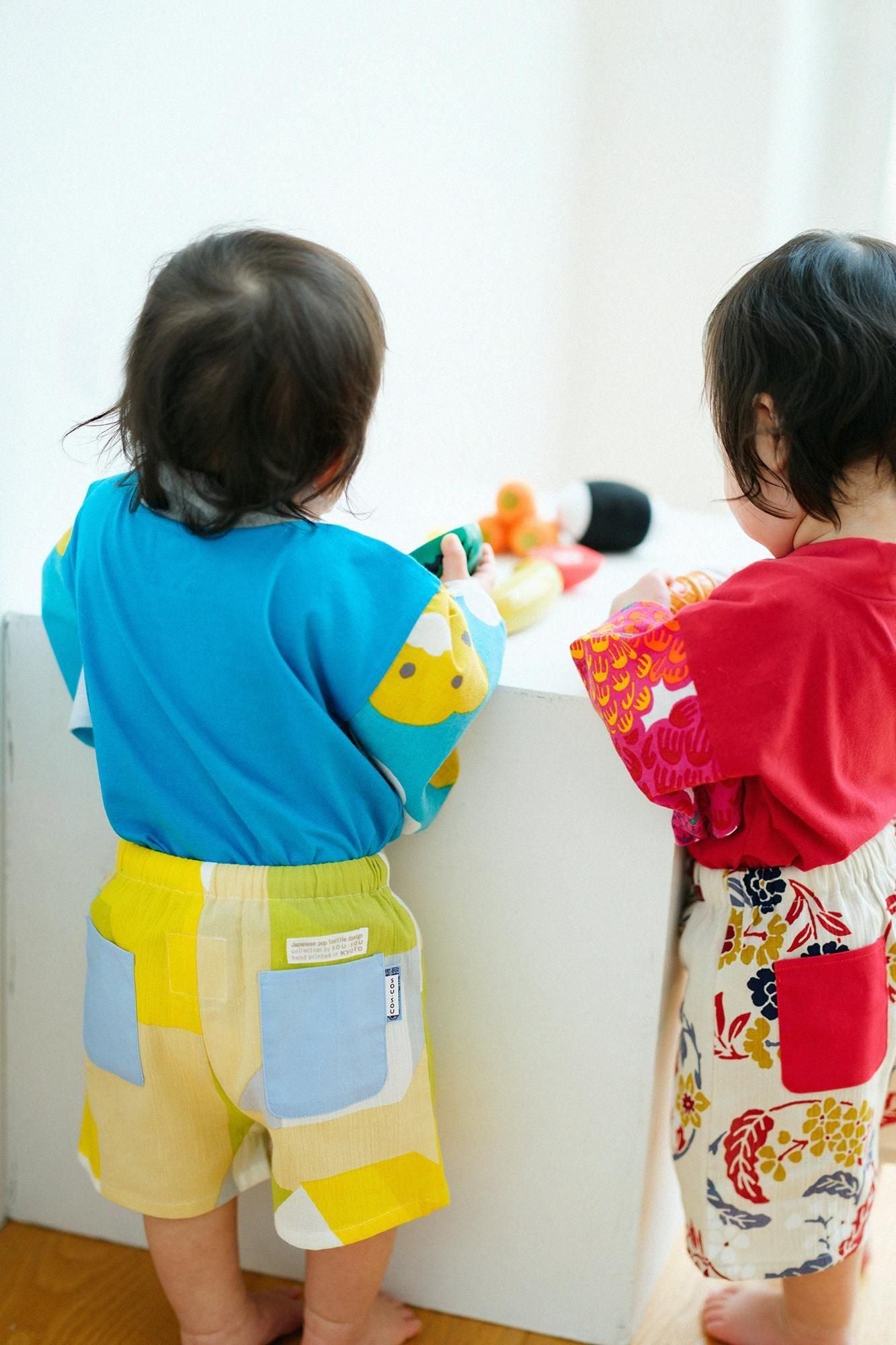 ●小袖風靡上衣／淡藍色×微笑