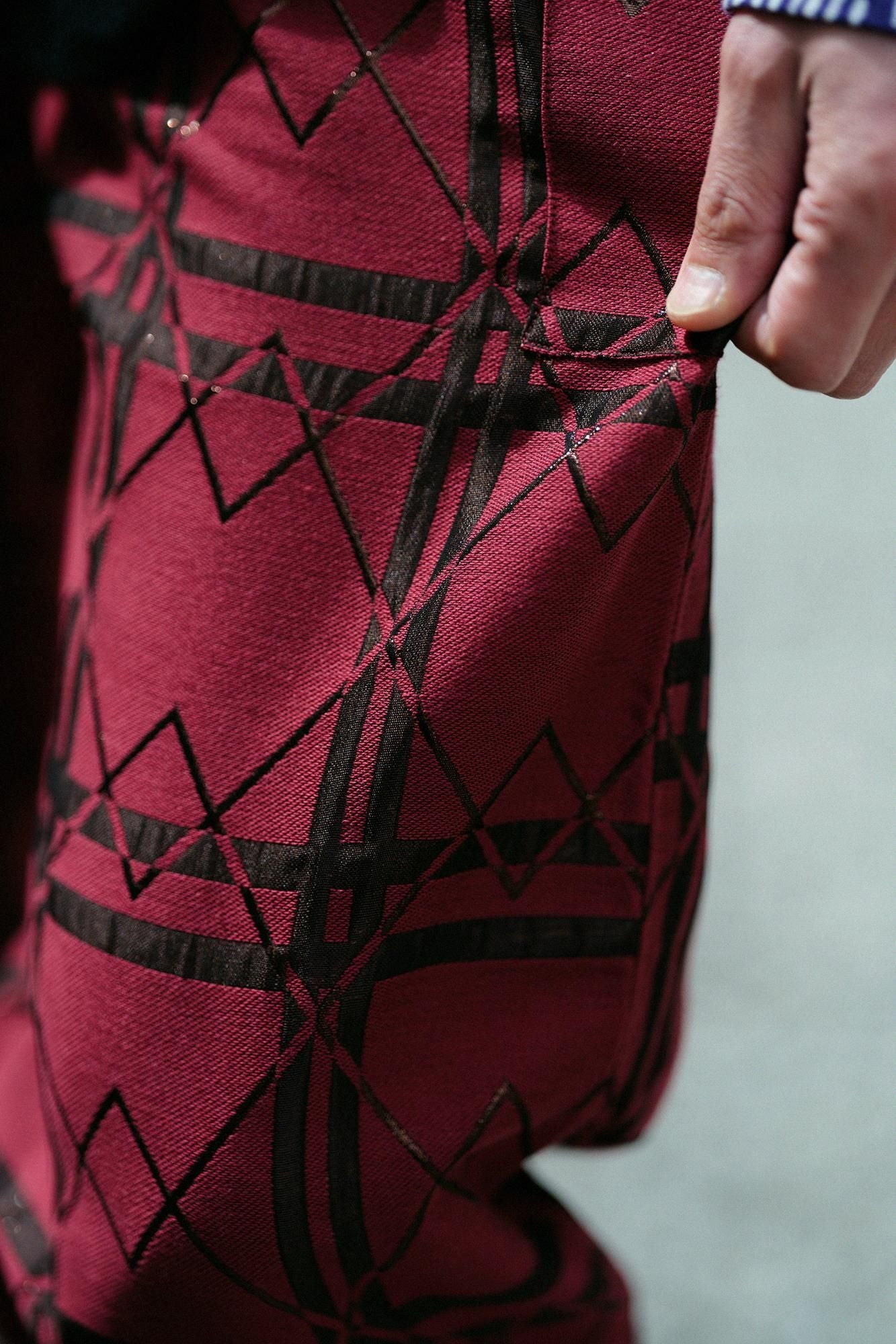 緹花哈倫褲／胭脂紅