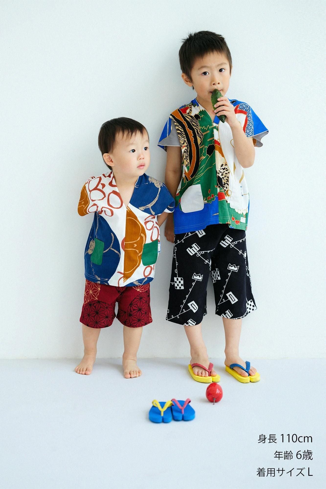 ●たかしまちぢみ 20/20 こどもんぺ ひざたけ／からくさあそび