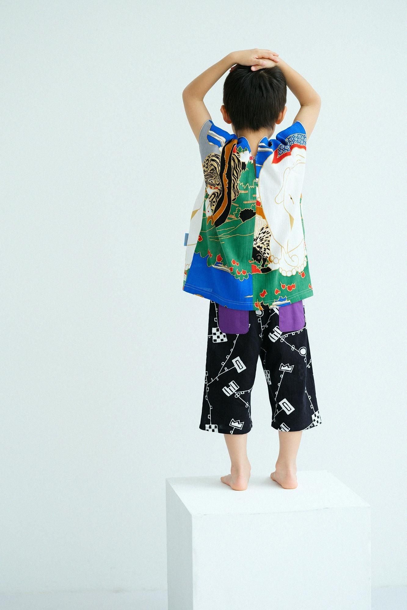 ●たかしまちぢみ 20/20 こどもんぺ ひざたけ／からくさあそび