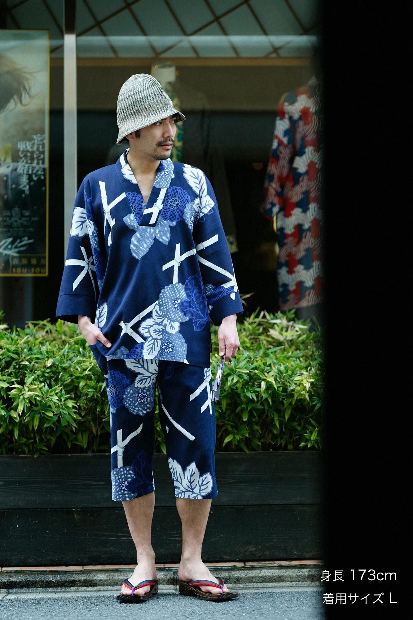 高島縮棉 20/20 細腿褲／籬菊圖案 再現