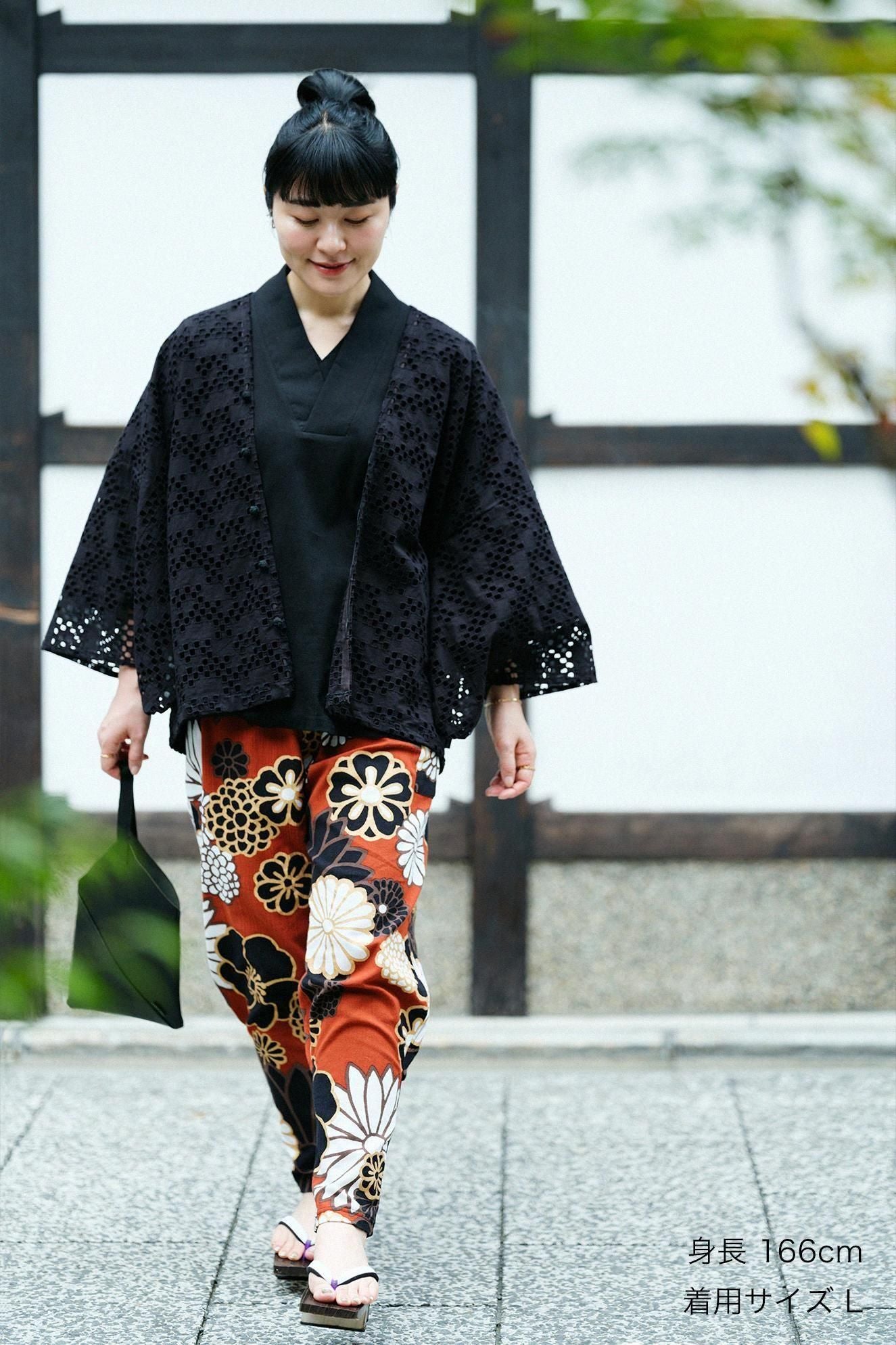 高島縮 20/20 裁付（たっつけ）えんゆう穿き／金襴緞子（きん