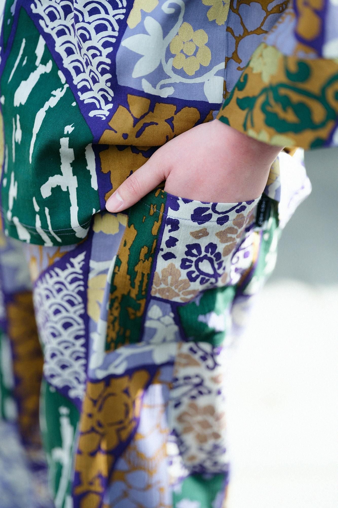 Chizimi Cotton 20/20 Harem Pants / Patchwork Kimono of Uesugi Kenshin Family-Recreation