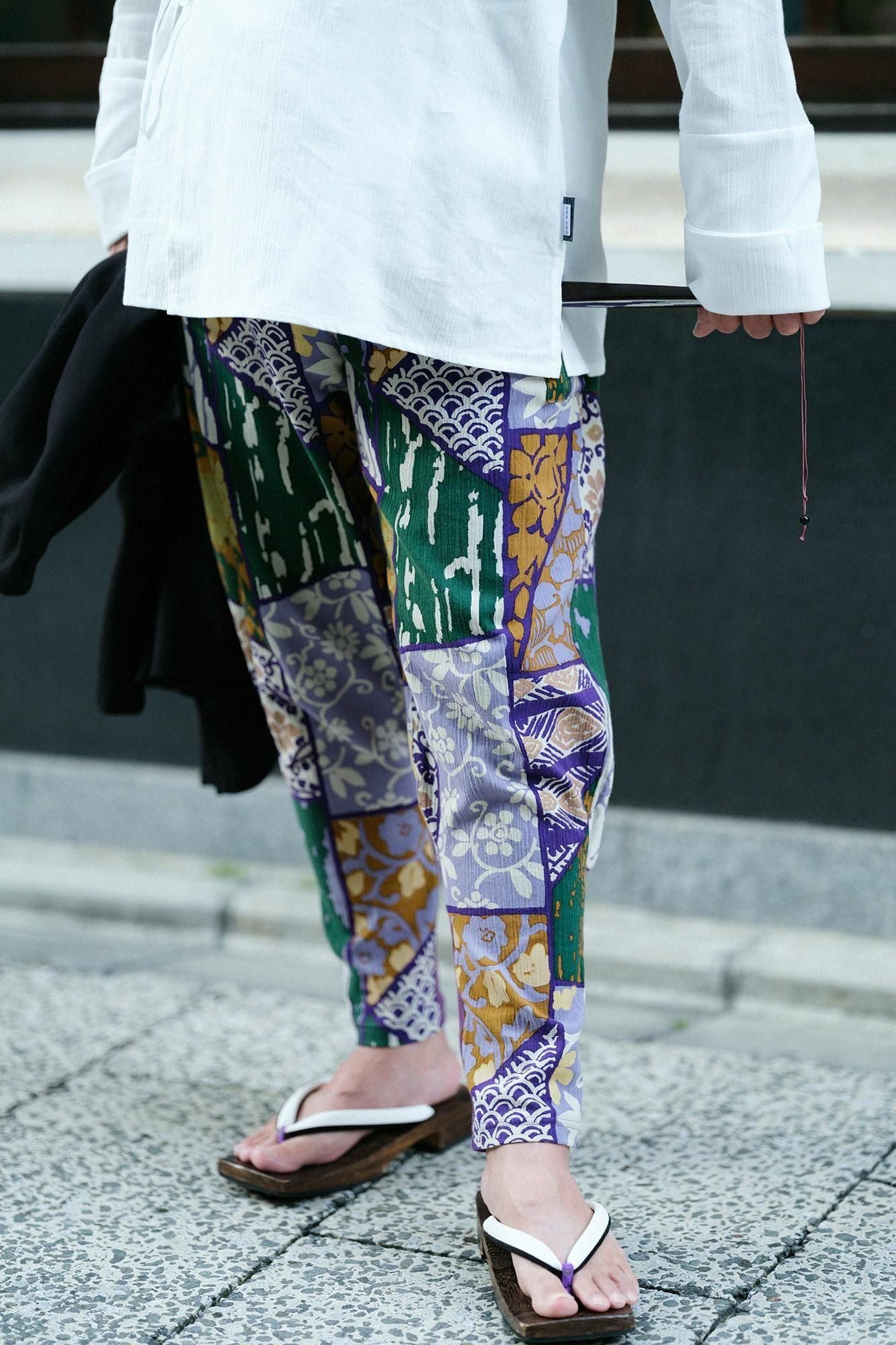 Chizimi Cotton 20/20 Harem Pants / Patchwork Kimono of Uesugi Kenshin Family-Recreation