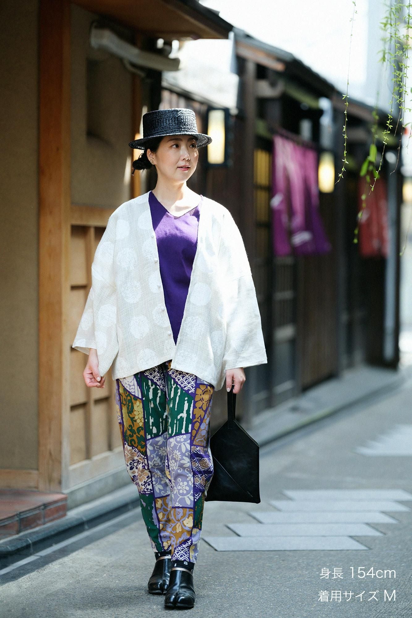 高島縮 20/20 裁付（たっつけ）えんゆう穿き／金銀襴緞子等縫合