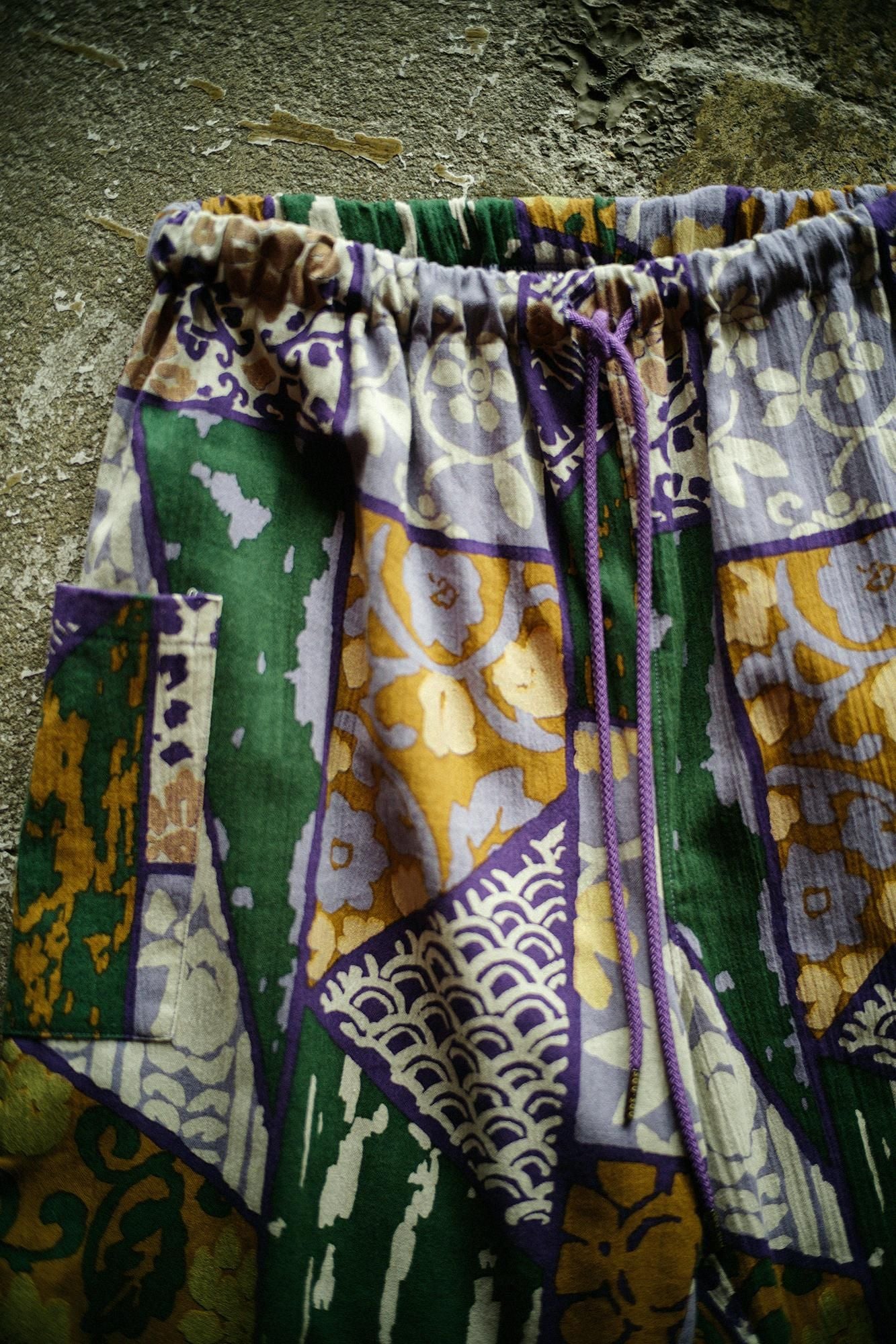 Chizimi Cotton 20/20 Harem Pants / Patchwork Kimono of Uesugi Kenshin Family-Recreation