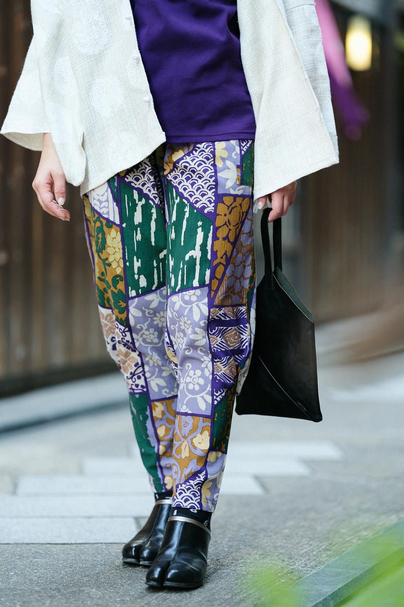 Chizimi Cotton 20/20 Harem Pants / Patchwork Kimono of Uesugi Kenshin Family-Recreation