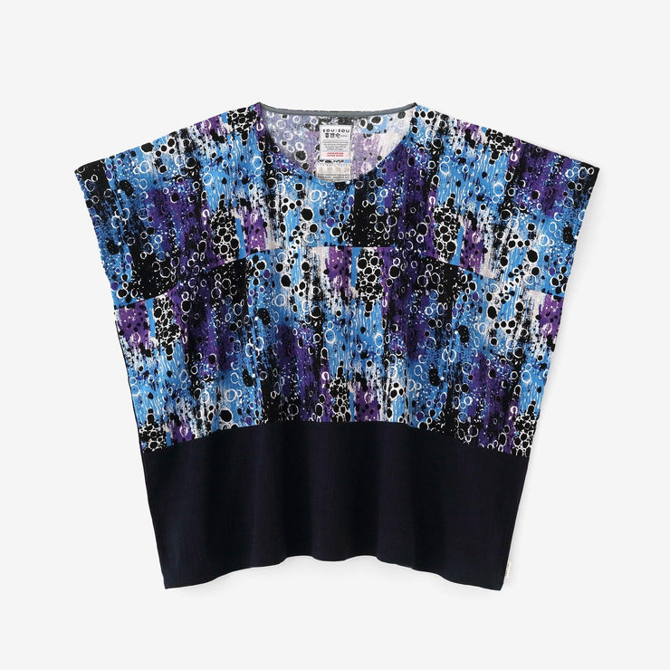 Chizimi Cotton 20/20 Square Top Bi-color Pattern on Shoulder / Tenmoku×Dark Blue