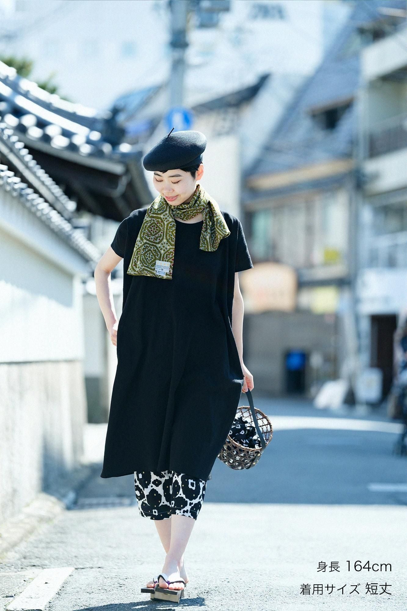 高島縮棉 40/40 細腿褲／花裝飾