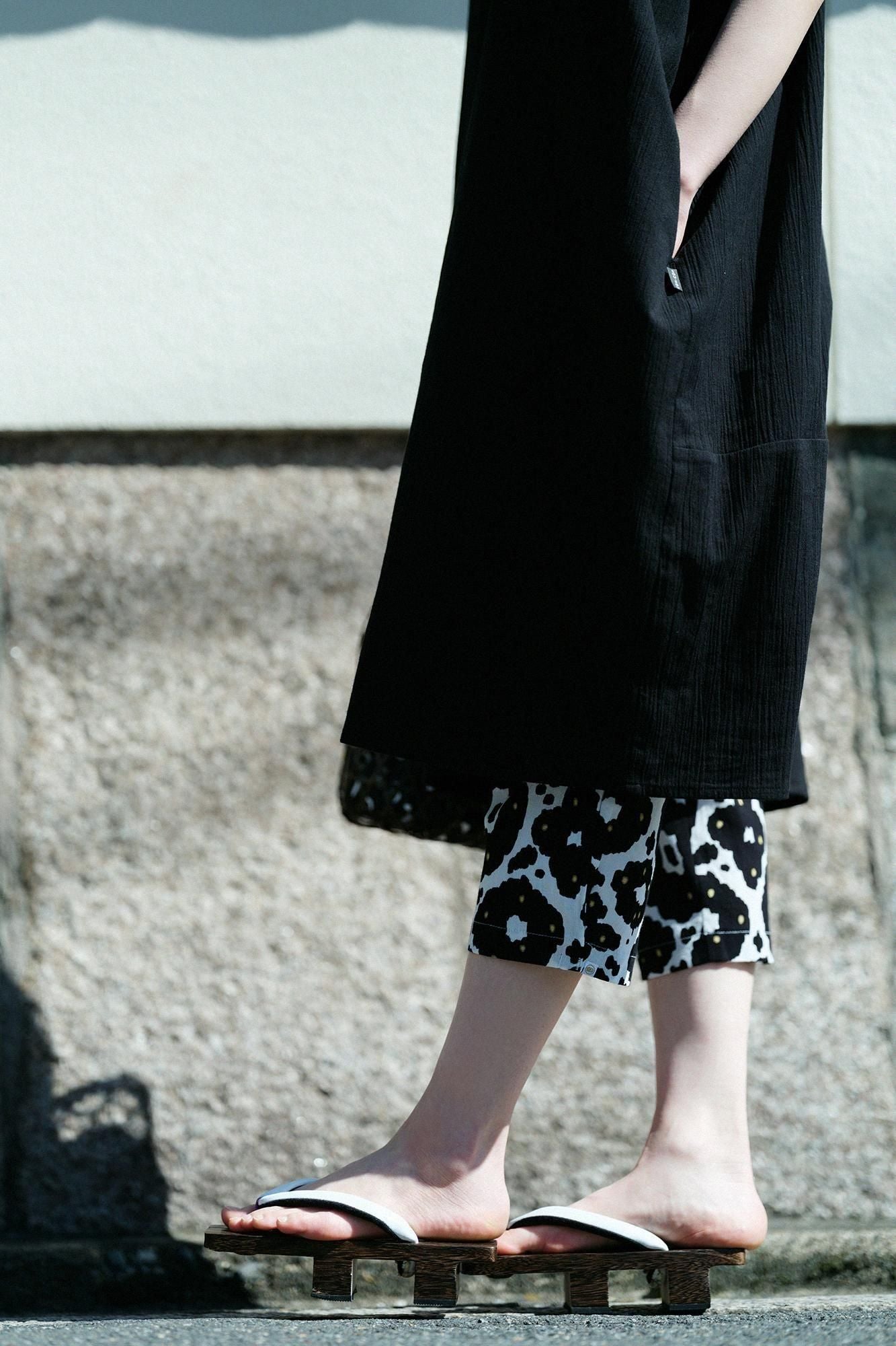 高島縮棉 40/40 細腿褲／花裝飾