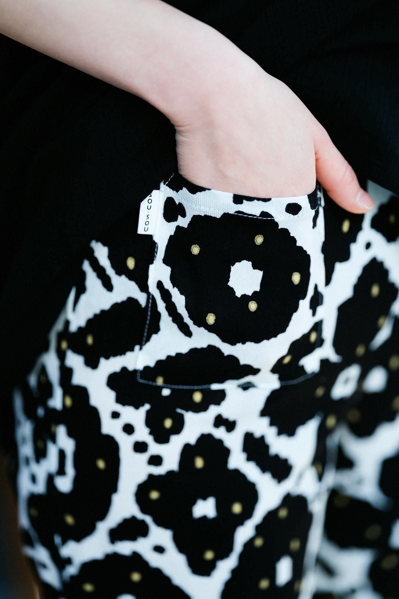 高島縮棉 40/40 細腿褲／花裝飾