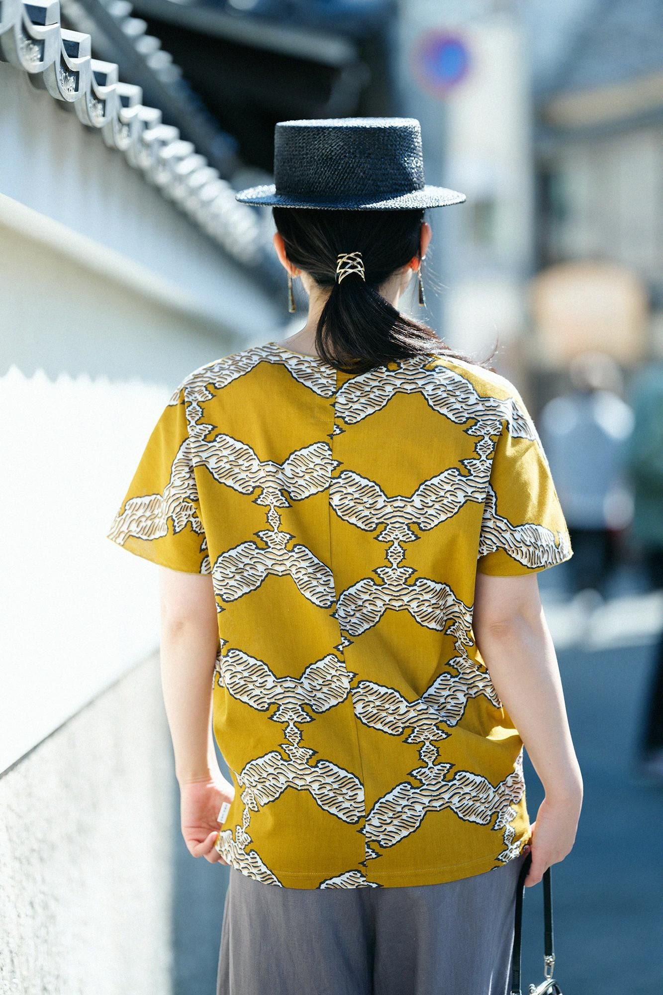 高島縮棉 40/40 短袖上衣／武者七寶