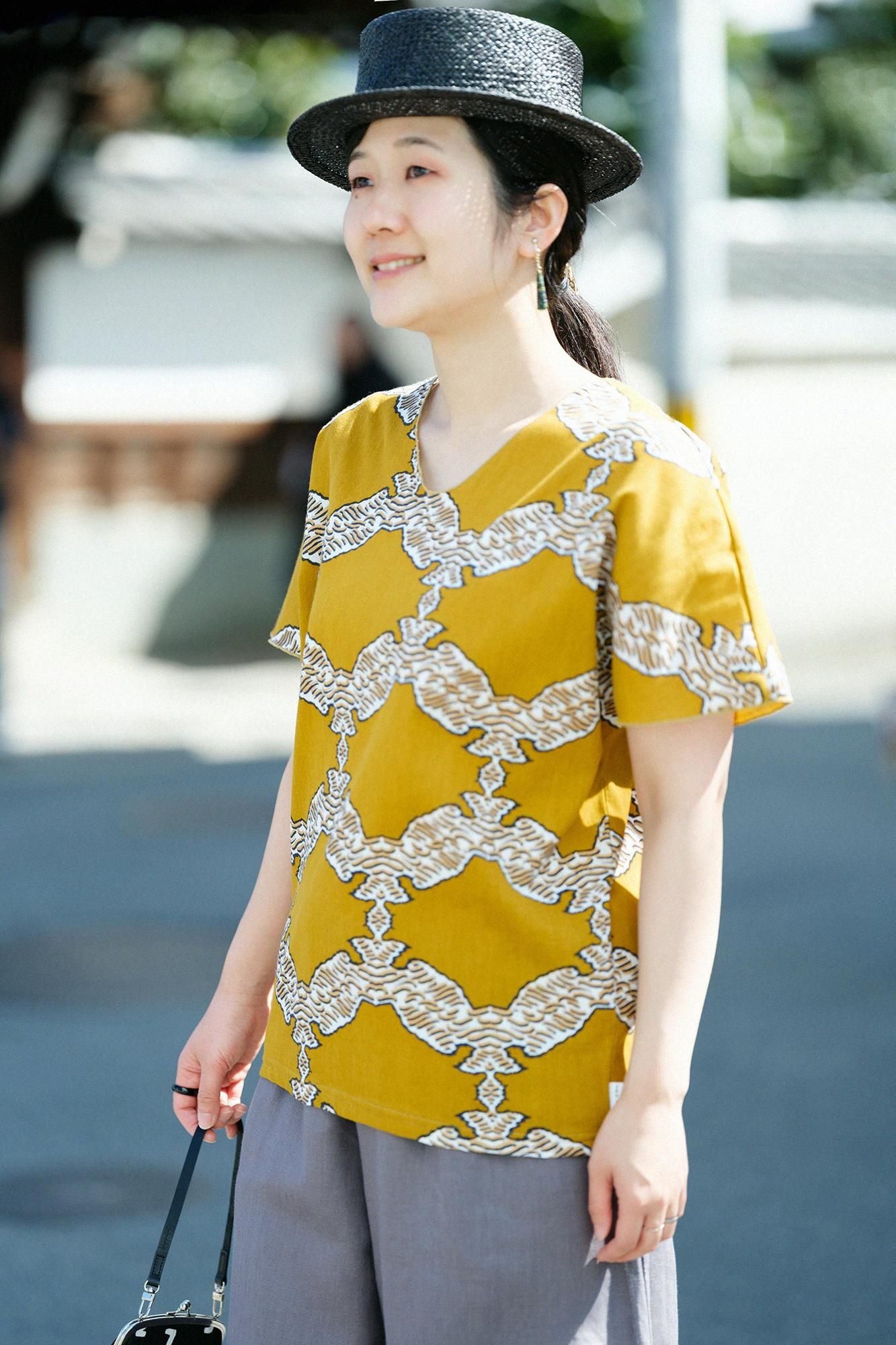 高島縮棉 40/40 短袖上衣／武者七寶